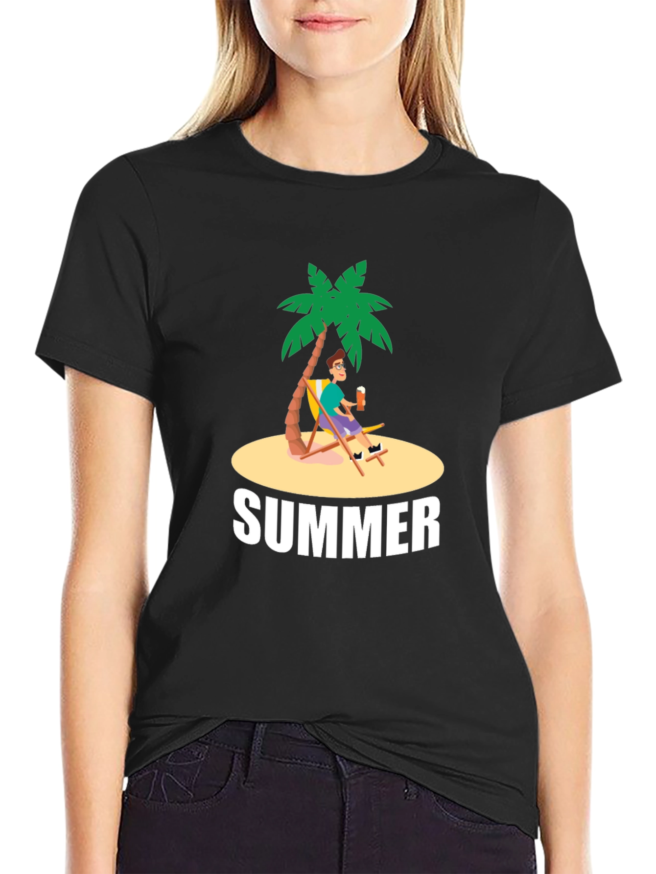 Summer Vibes Graphic T-Shirt - Palm Tree Design
