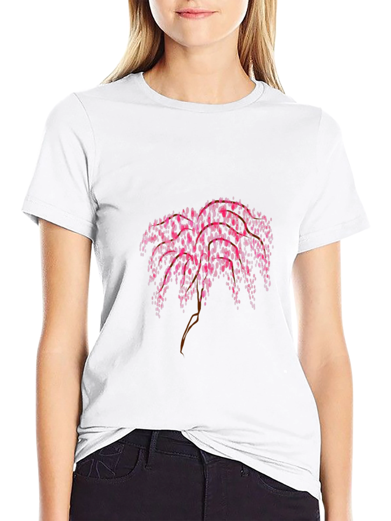 Pink Floral Weeping Willow Graphic Tee