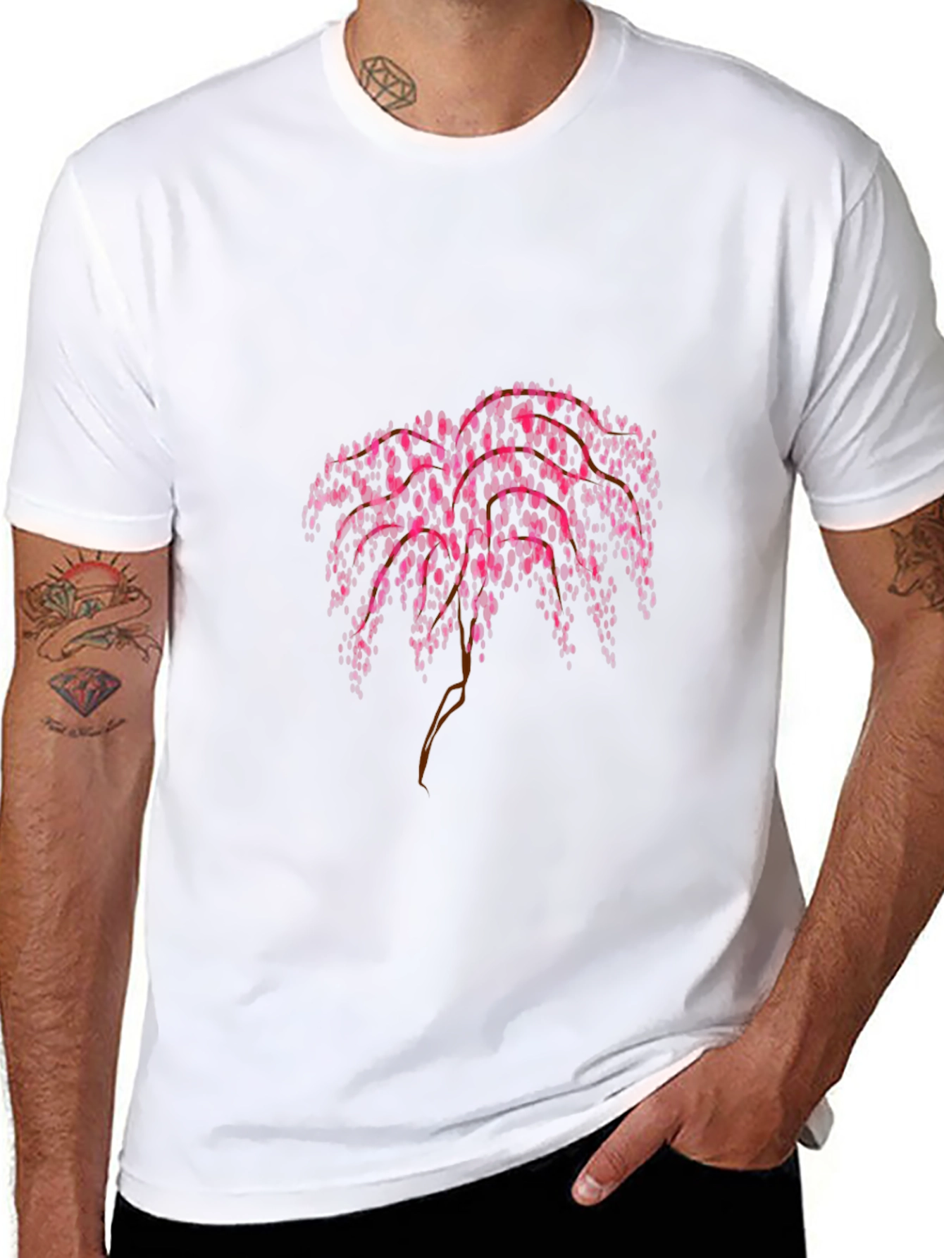 Pink Floral Weeping Willow Graphic Tee