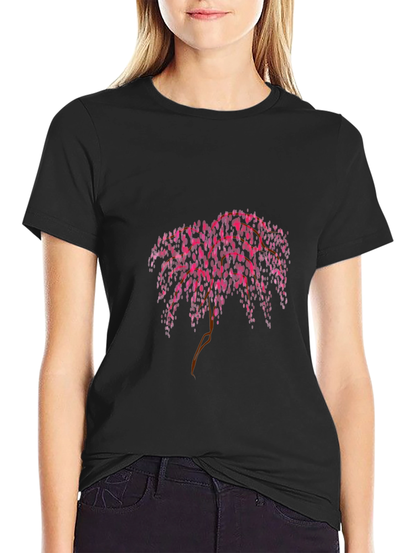 Pink Floral Weeping Willow Graphic Tee