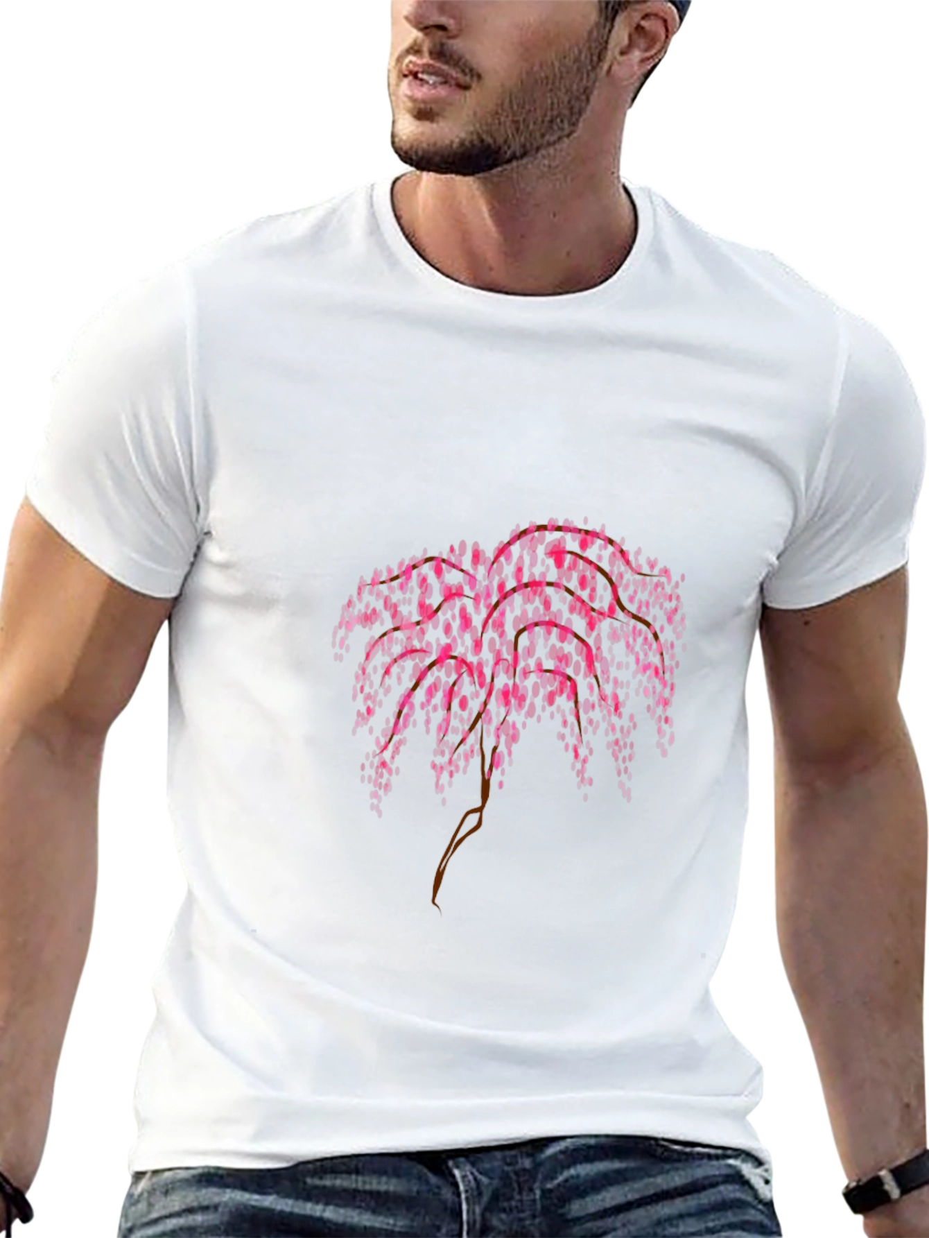 Pink Floral Weeping Willow Graphic Tee
