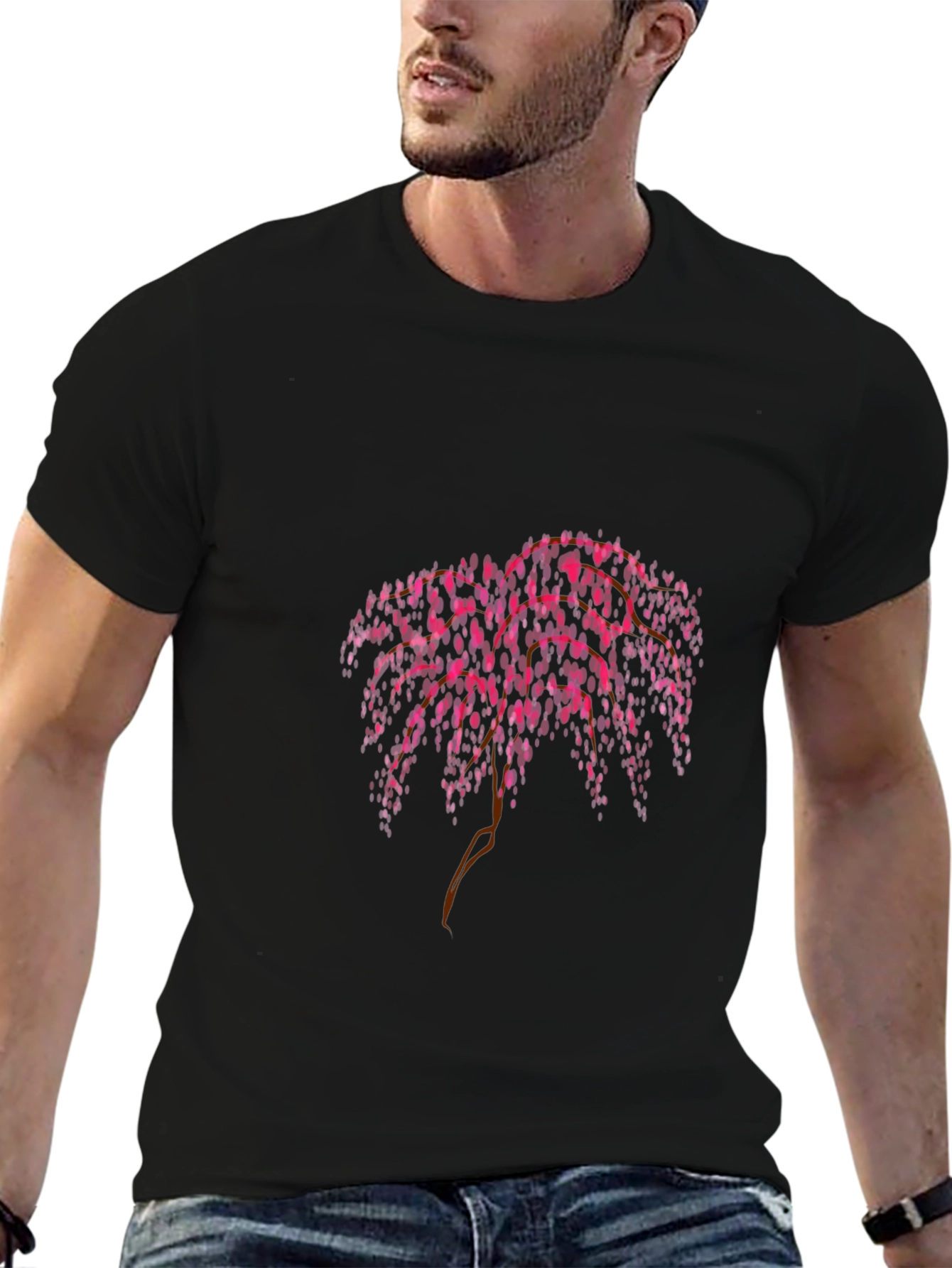 Pink Floral Weeping Willow Graphic Tee