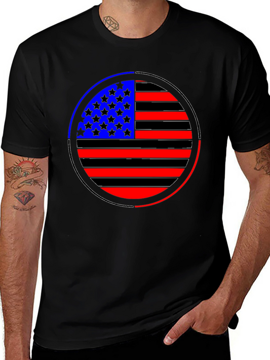American Flag Circle Graphic Tee - Black