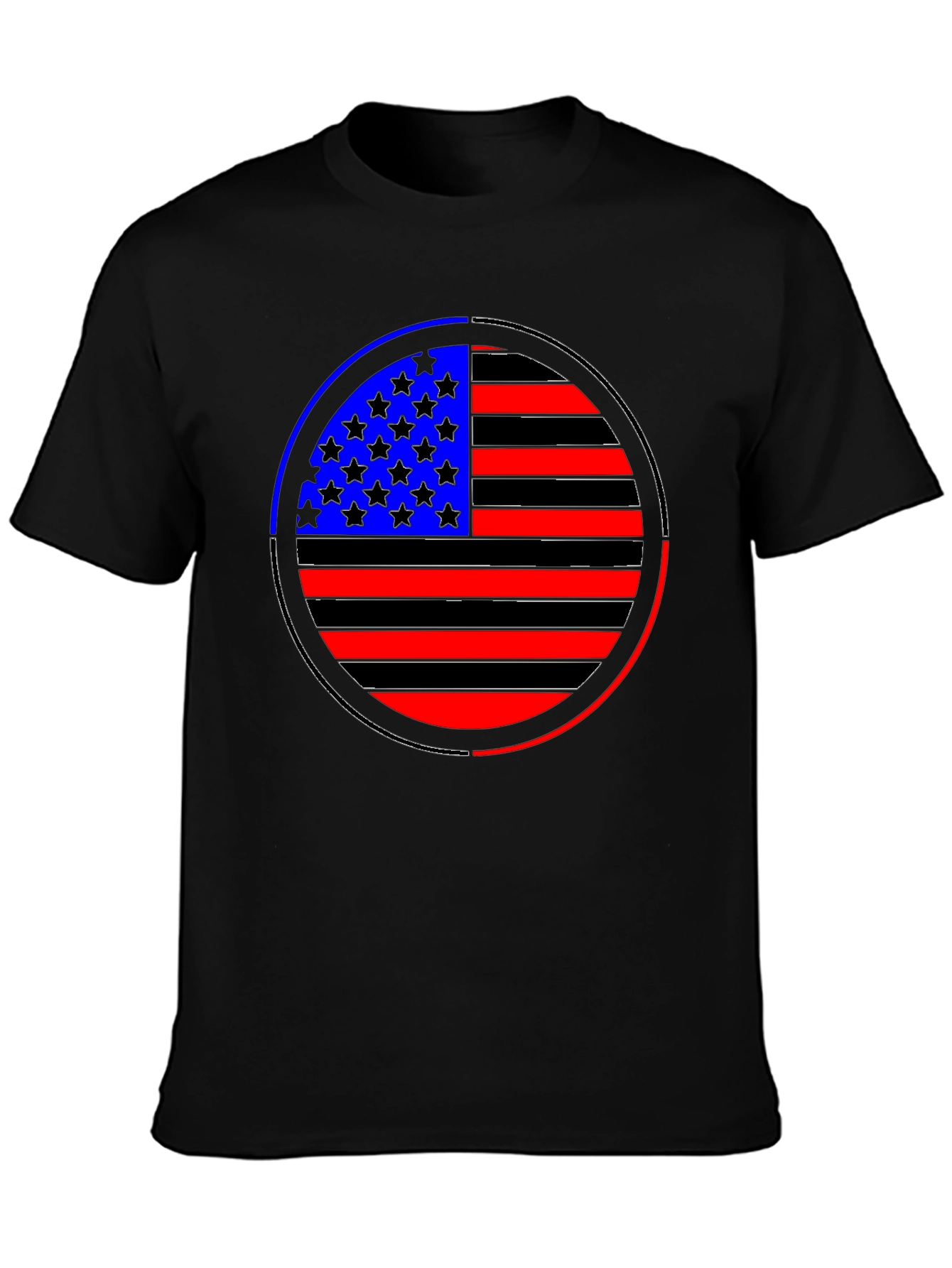 American Flag Circle Graphic Tee - Black