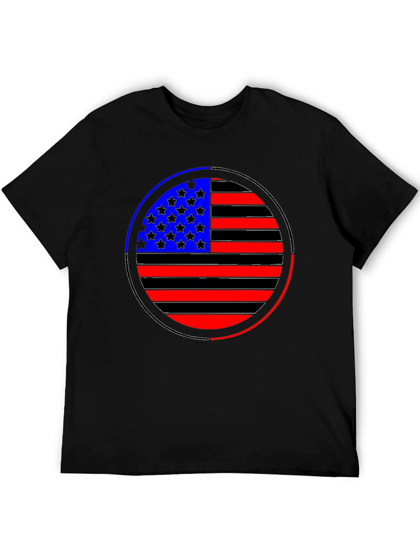 American Flag Circle Graphic Tee - Black