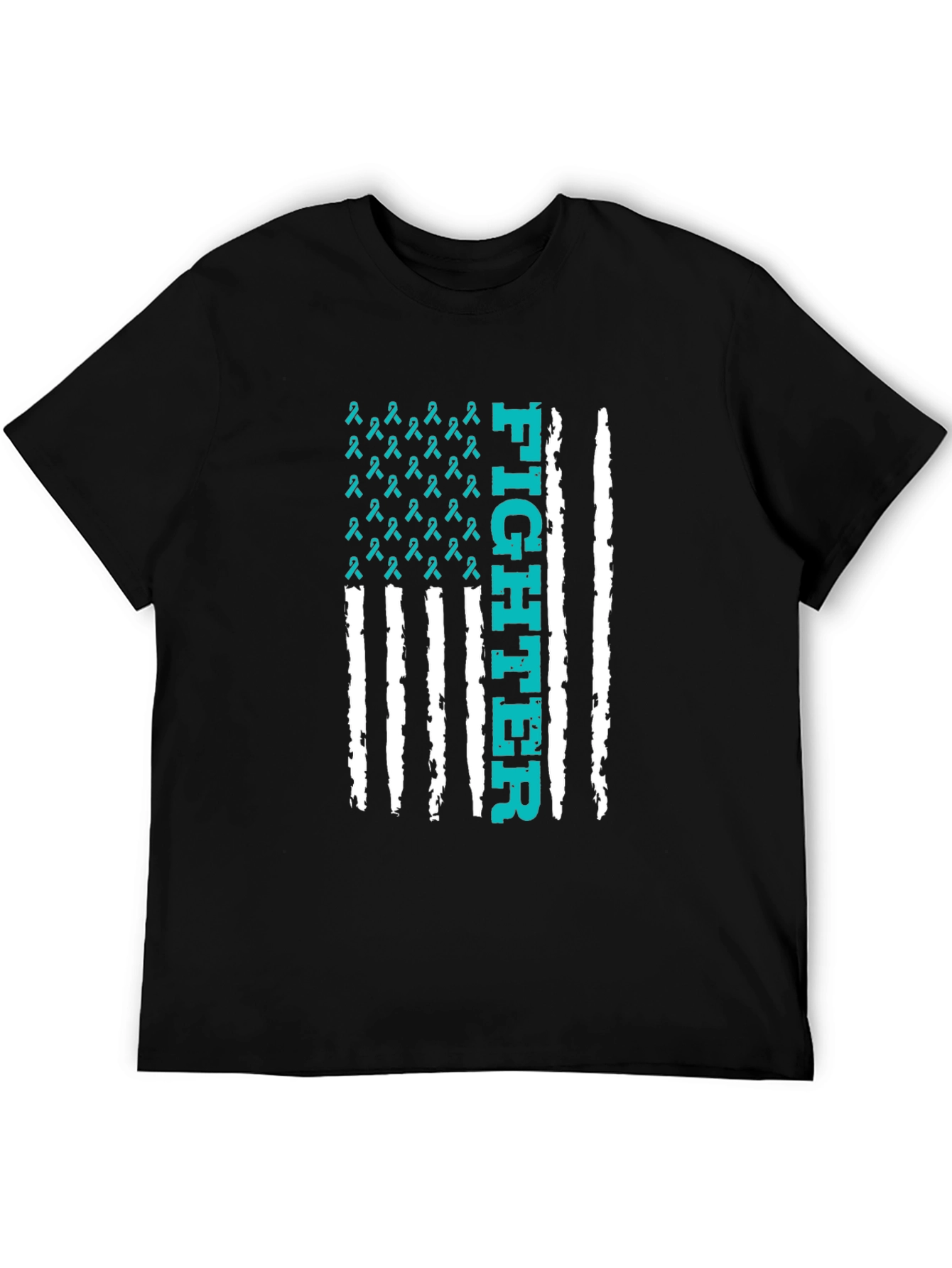 Fighter Ribbon Graphic Tee - Teal Awareness Shirt