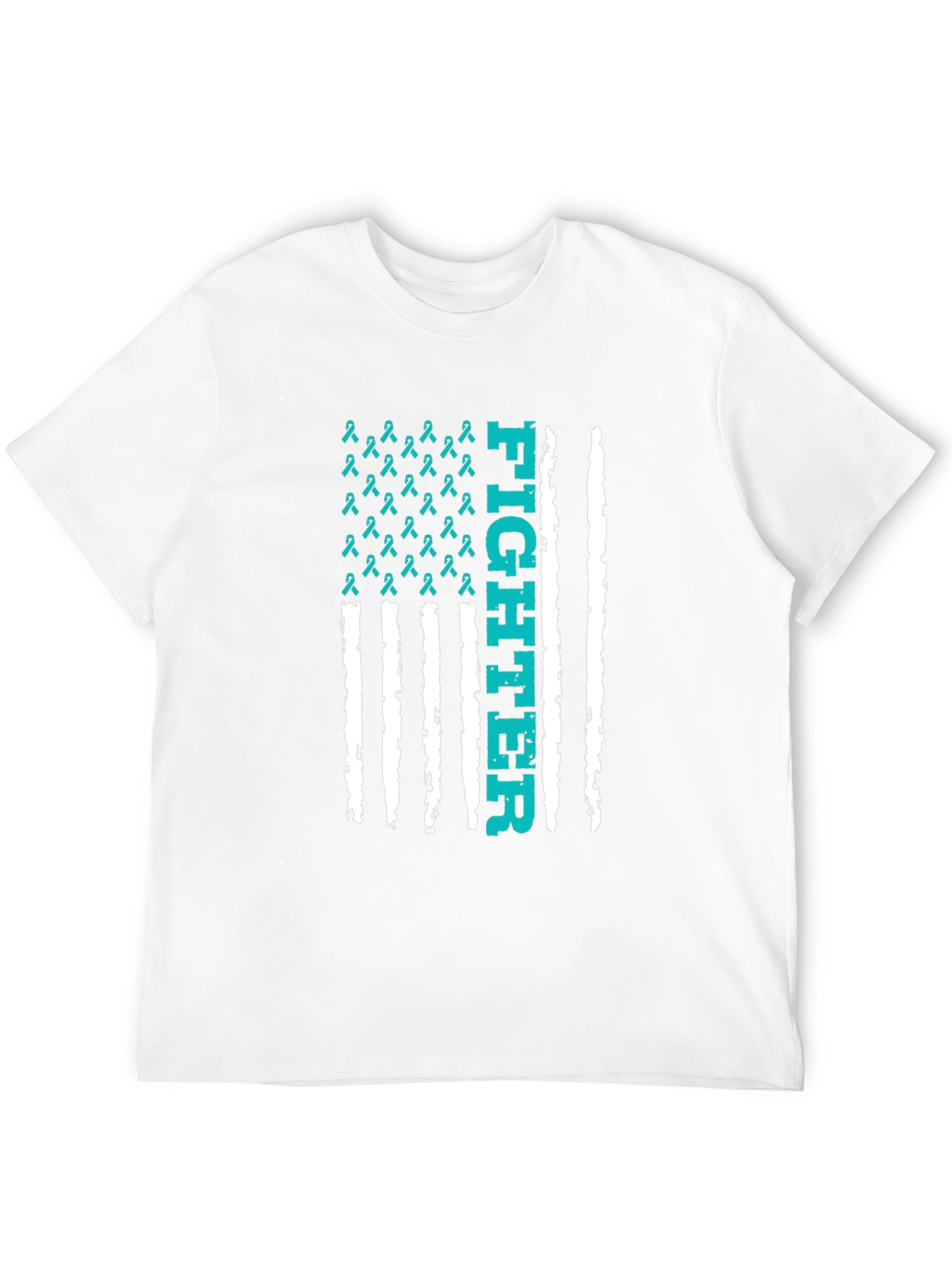 Fighter Ribbon Graphic Tee - Teal Awareness Shirt