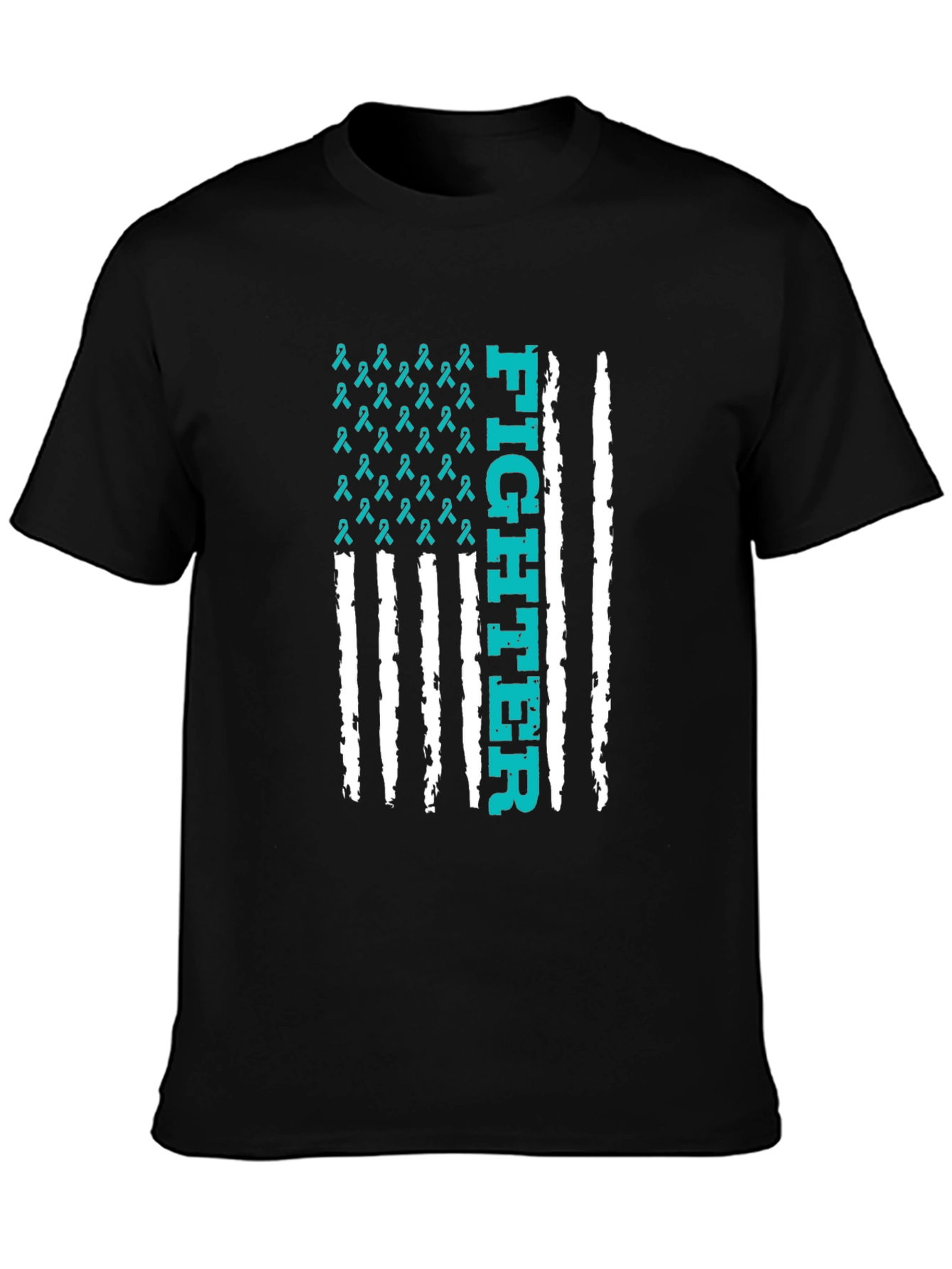 Fighter Ribbon Graphic Tee - Teal Awareness Shirt