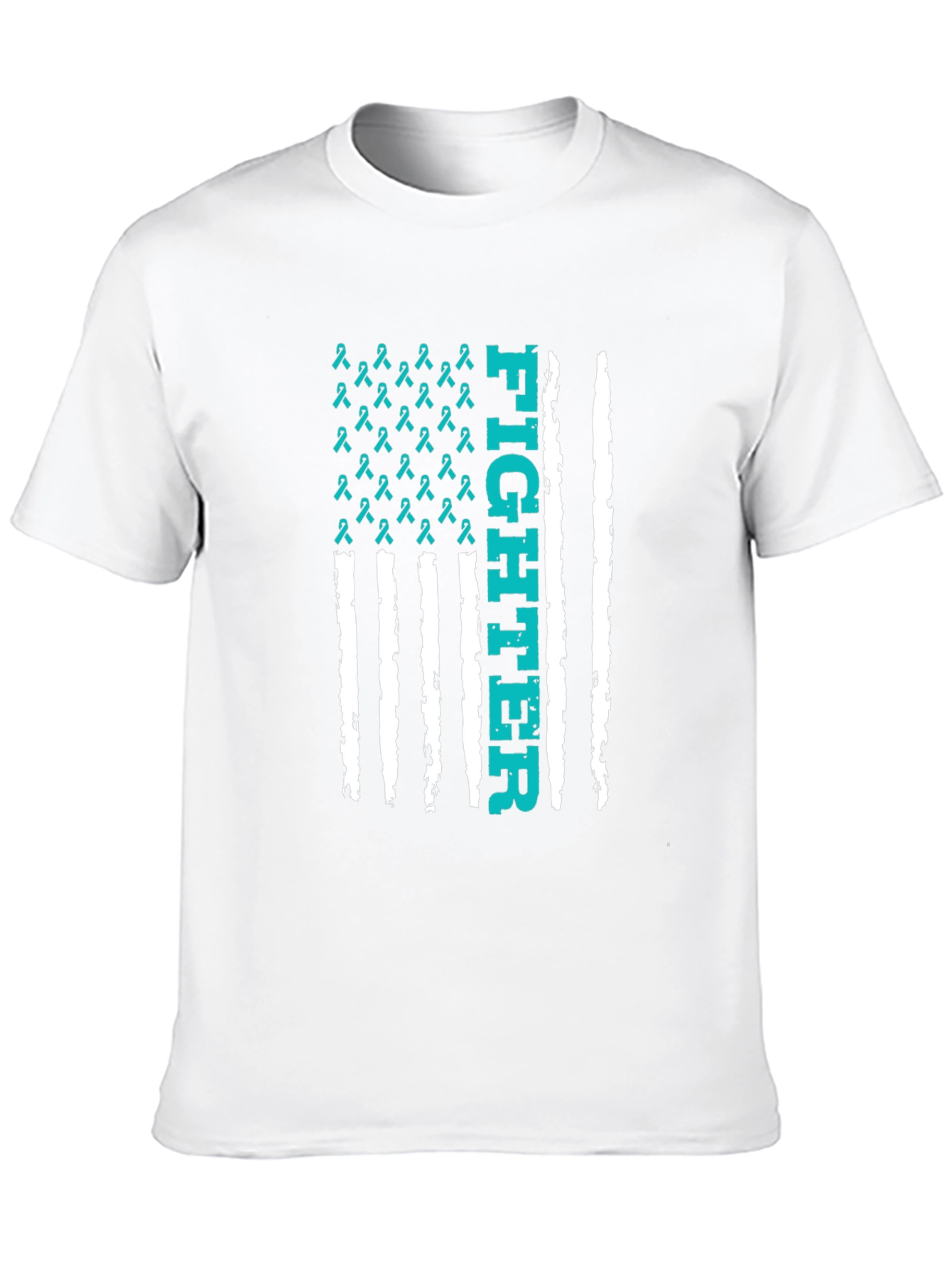 Fighter Ribbon Graphic Tee - Teal Awareness Shirt