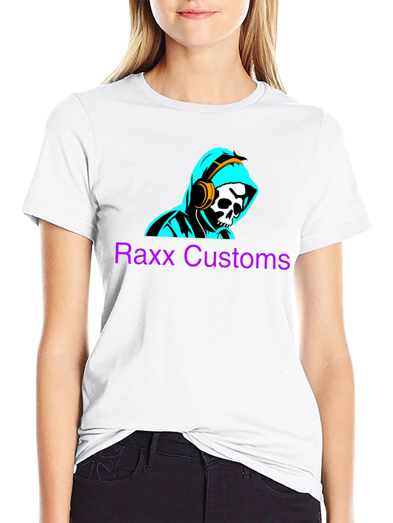 Raxx Customs Skull & Headphones Graphic T-Shirt
