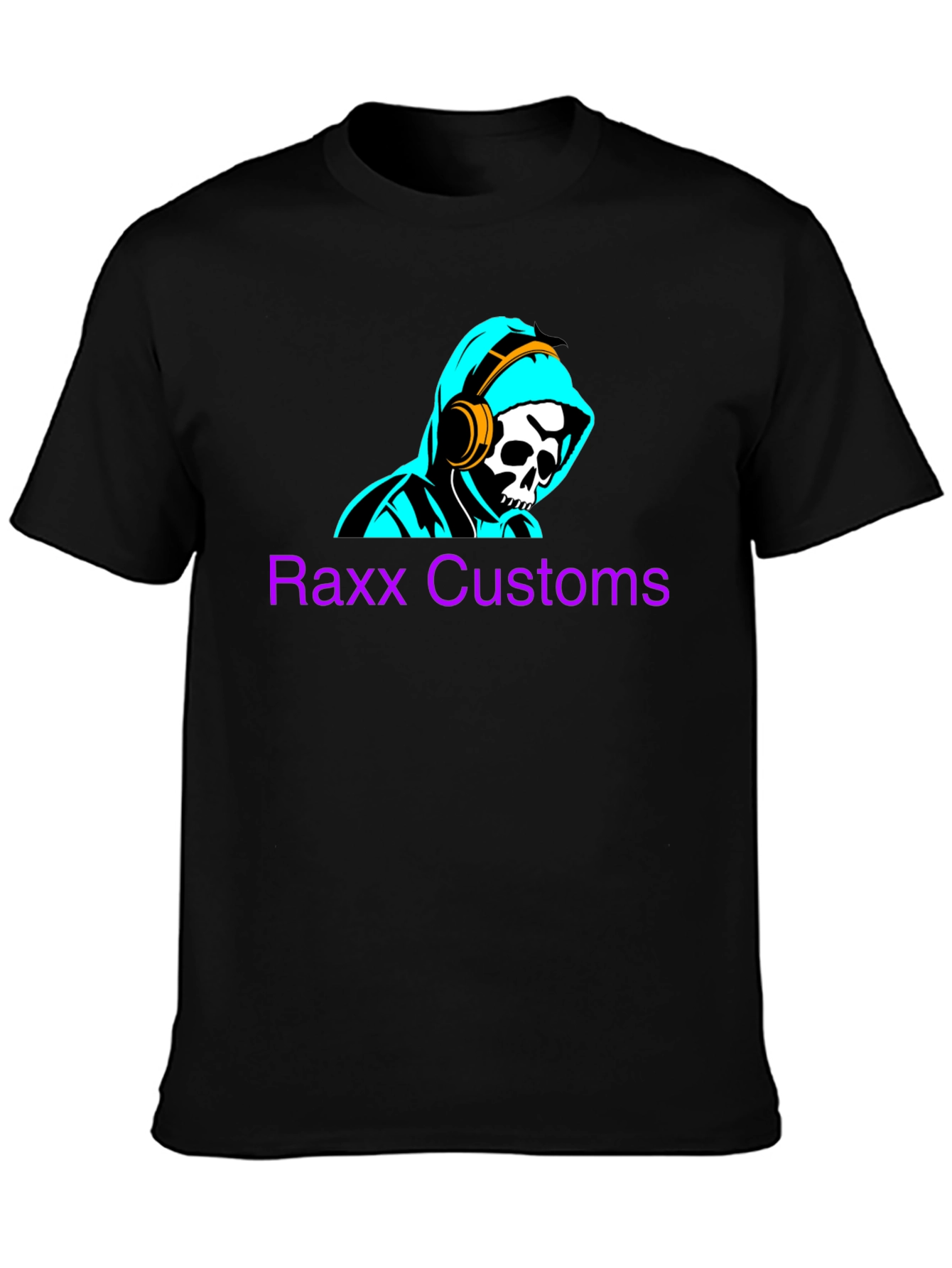 Raxx Customs Skull & Headphones Graphic T-Shirt