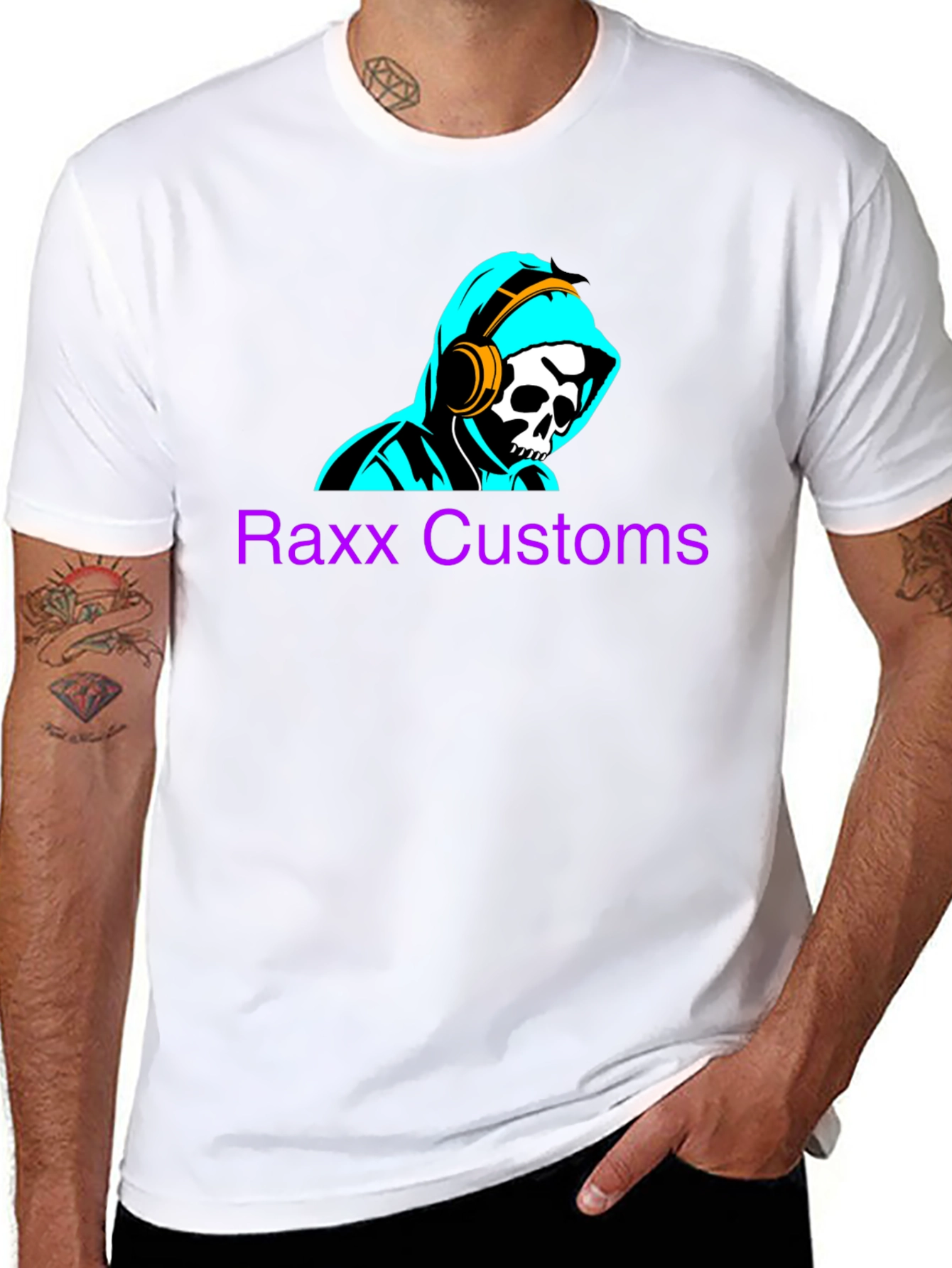 Raxx Customs Skull & Headphones Graphic T-Shirt