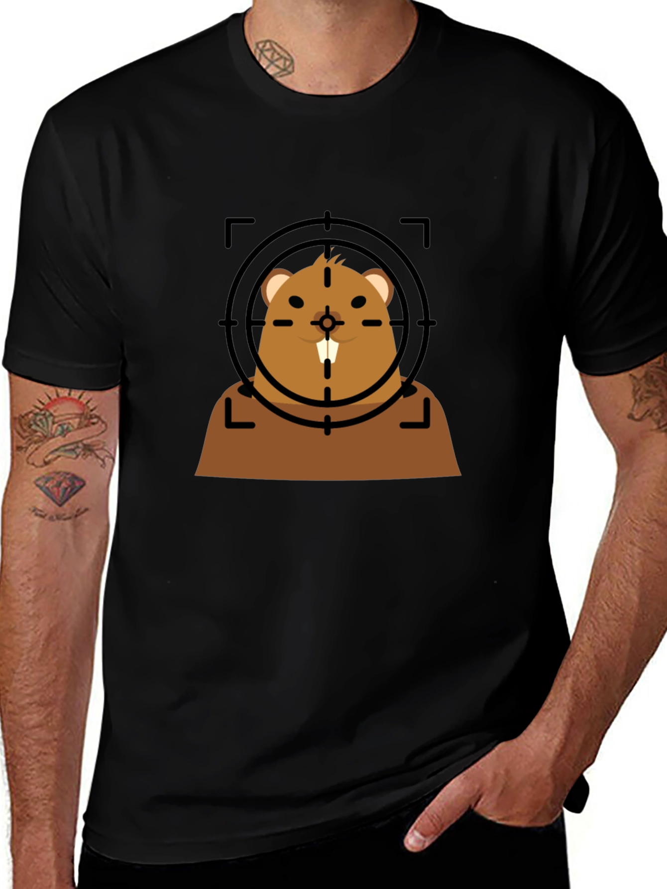 Funny Beaver Target T-Shirt - Novelty Graphic Tee
