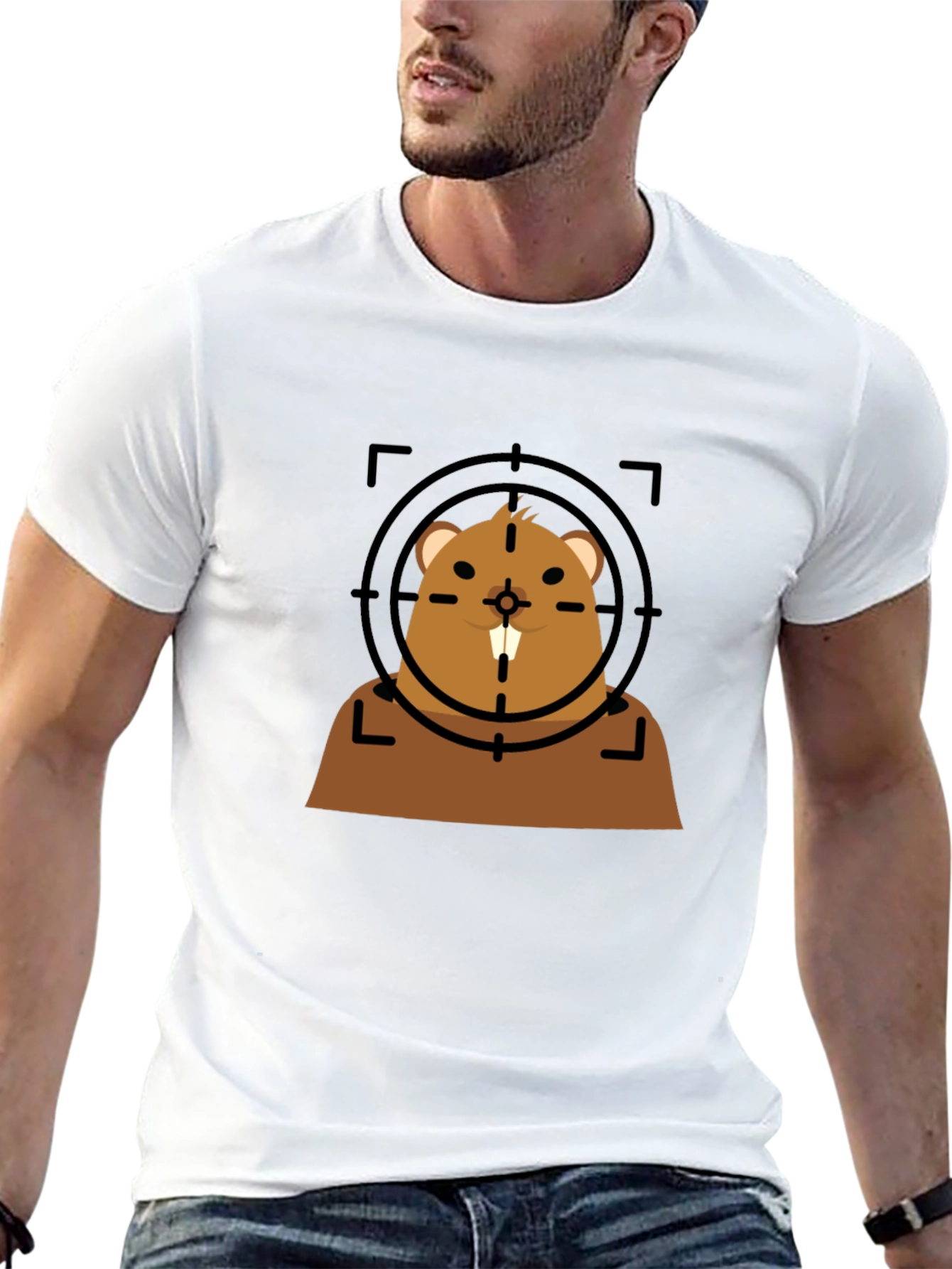 Funny Beaver Target T-Shirt - Novelty Graphic Tee