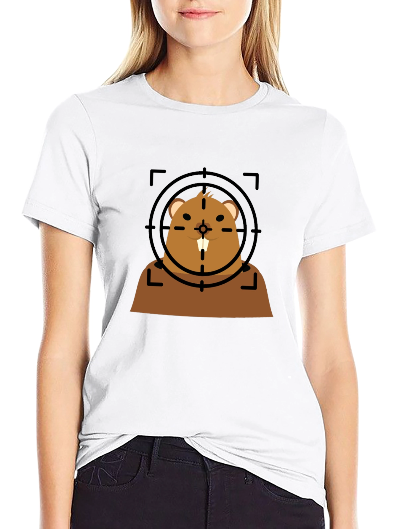 Funny Beaver Target T-Shirt - Novelty Graphic Tee