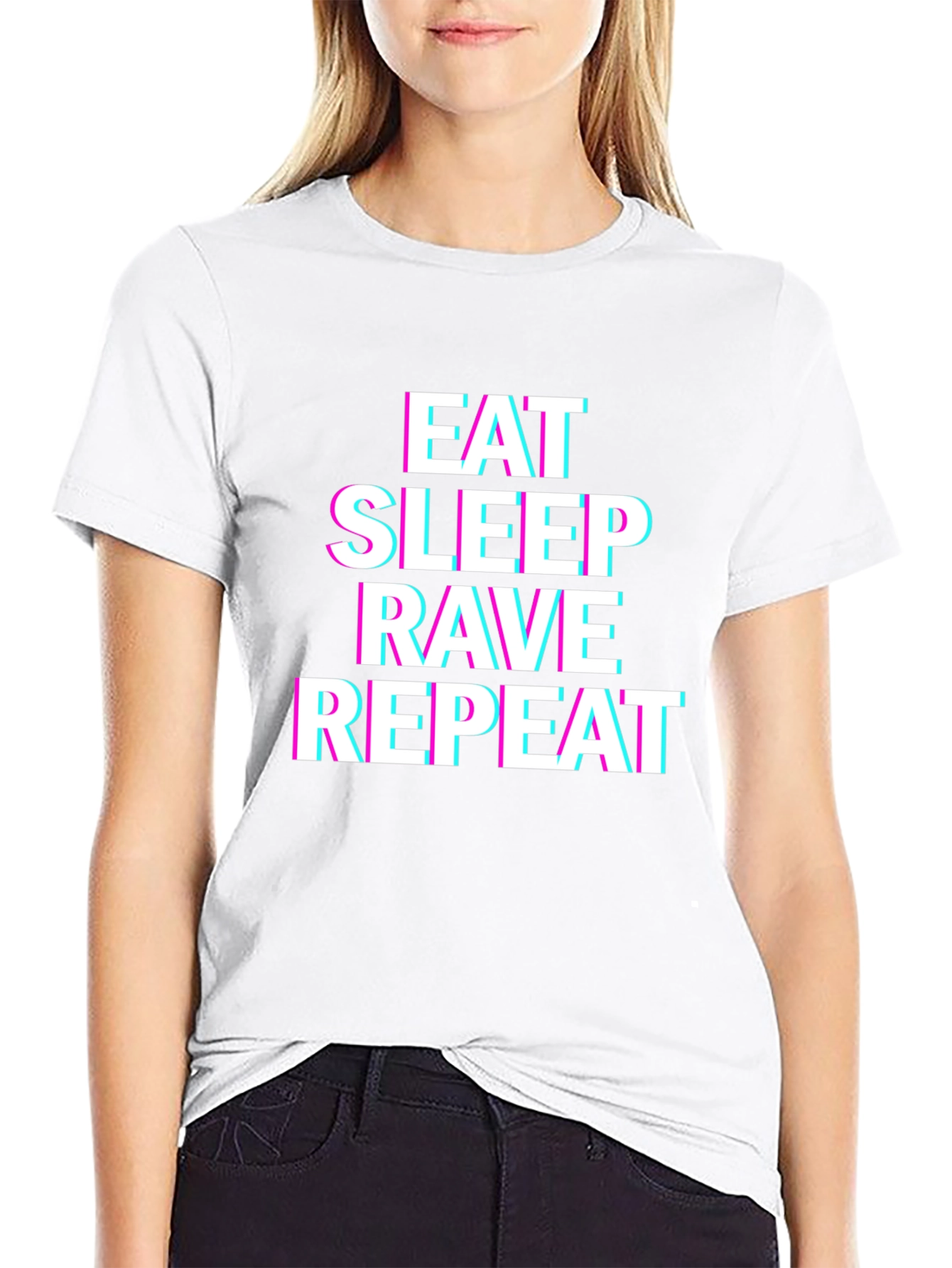 Eat Sleep Rave Repeat Black Graphic Tee