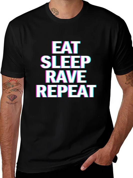 Eat Sleep Rave Repeat Black Graphic Tee
