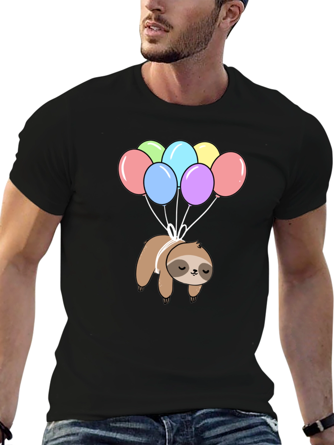 Sloth Balloon Graphic T-Shirt - Fun Animal Tee