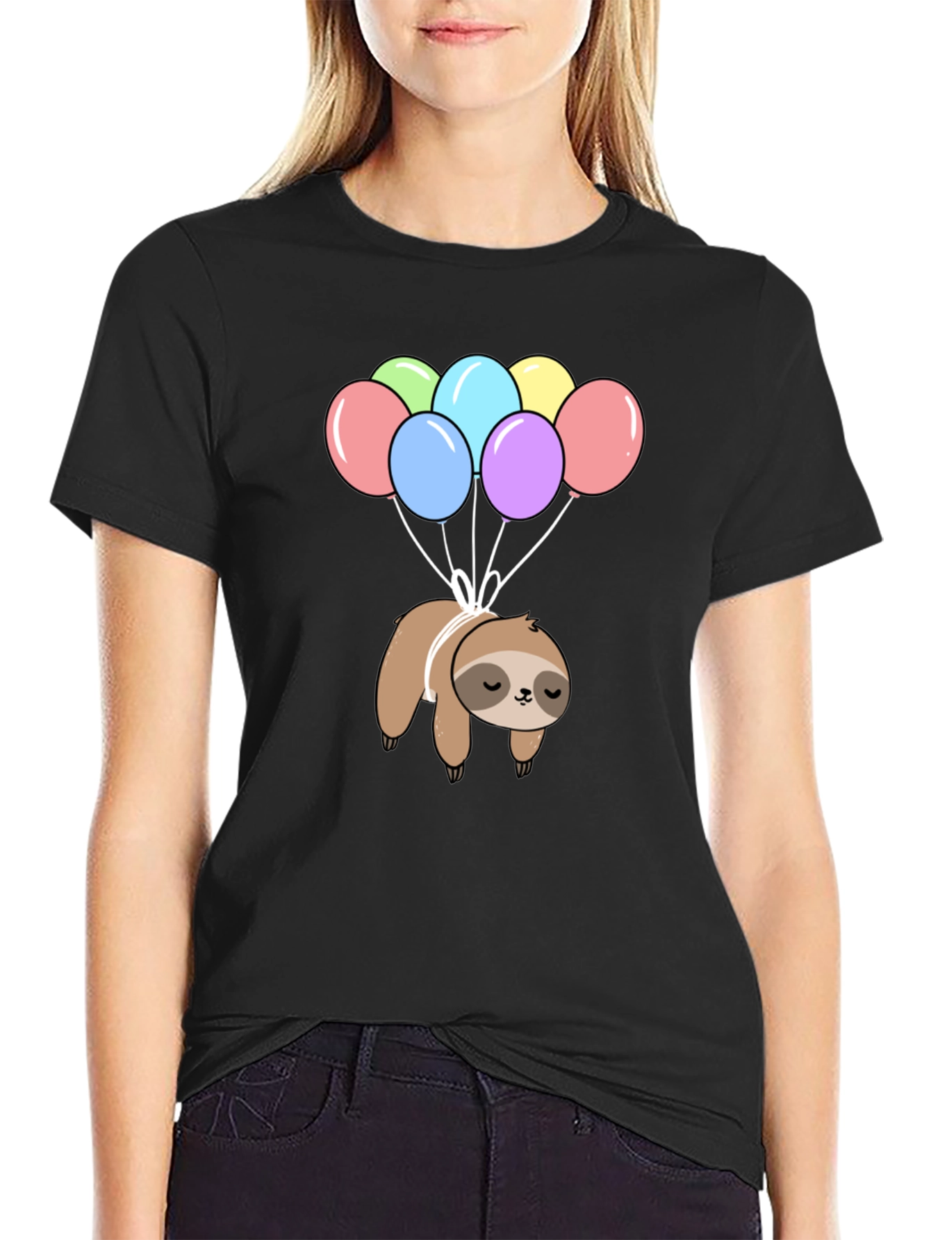 Sloth Balloon Graphic T-Shirt - Fun Animal Tee