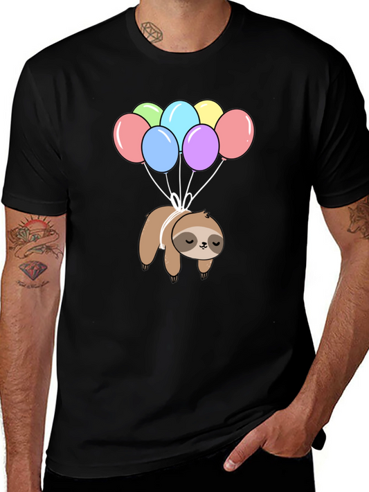 Sloth Balloon Graphic T-Shirt - Fun Animal Tee