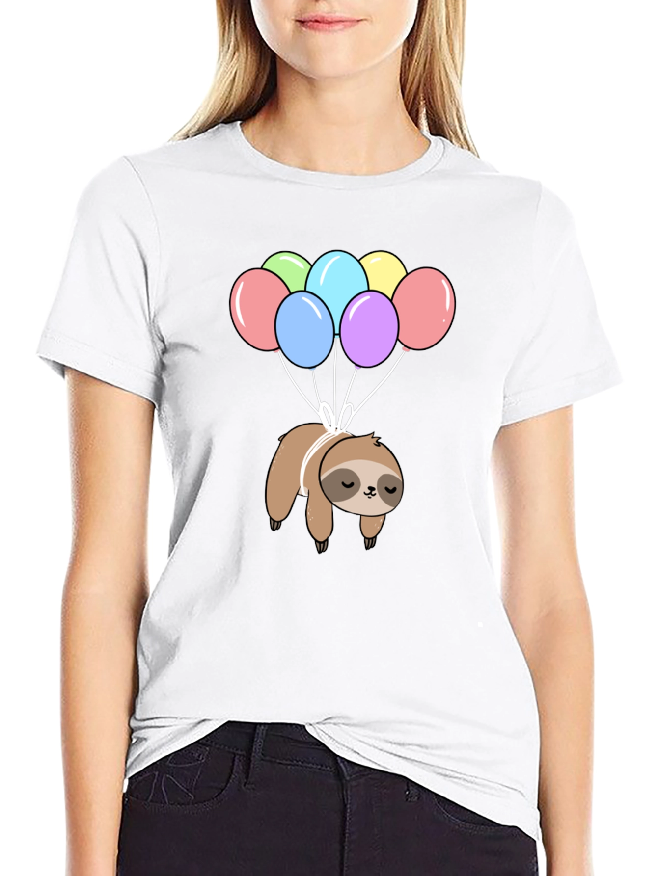 Sloth Balloon Graphic T-Shirt - Fun Animal Tee