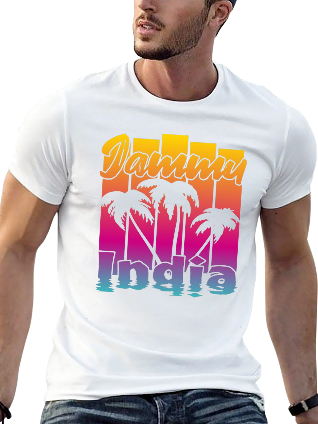 Jammu India Palm Tee - Retro Style