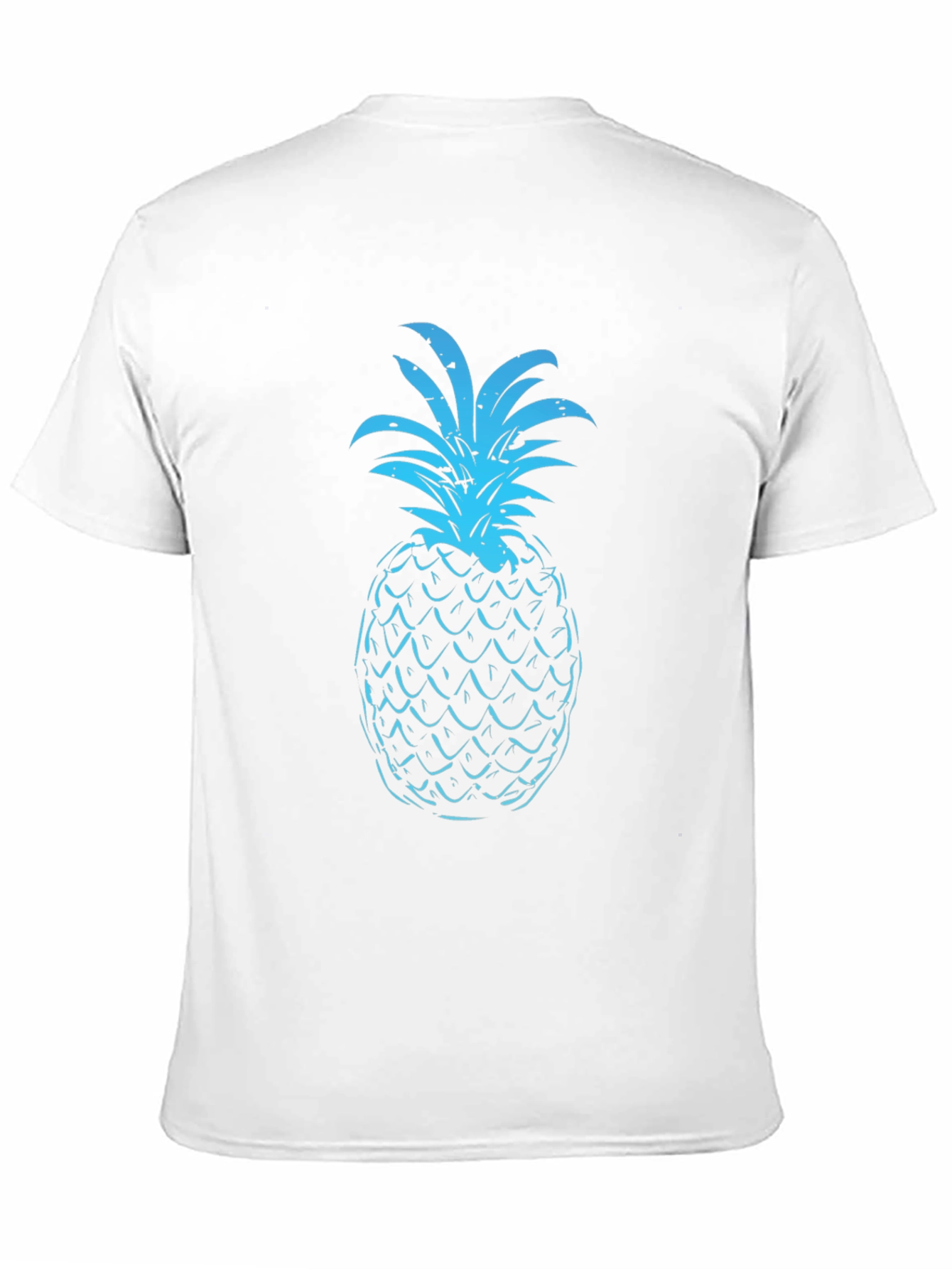 Blue Pineapple Graphic Print Black T-Shirt