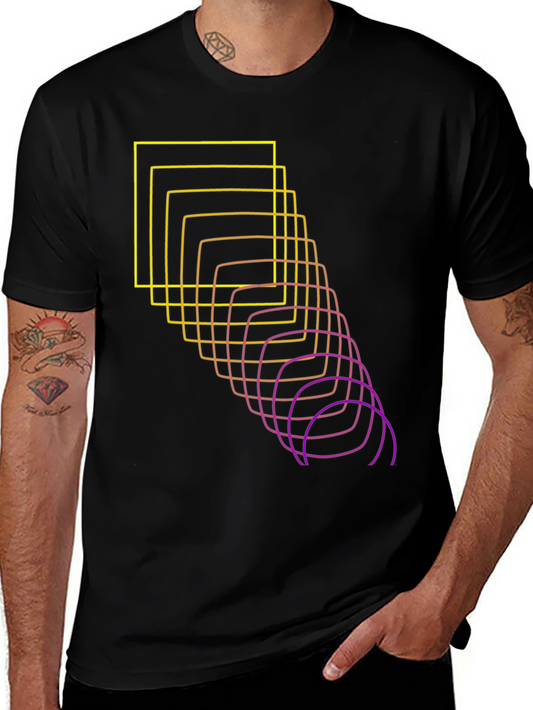 Abstract Squares Graphic Tee - Black