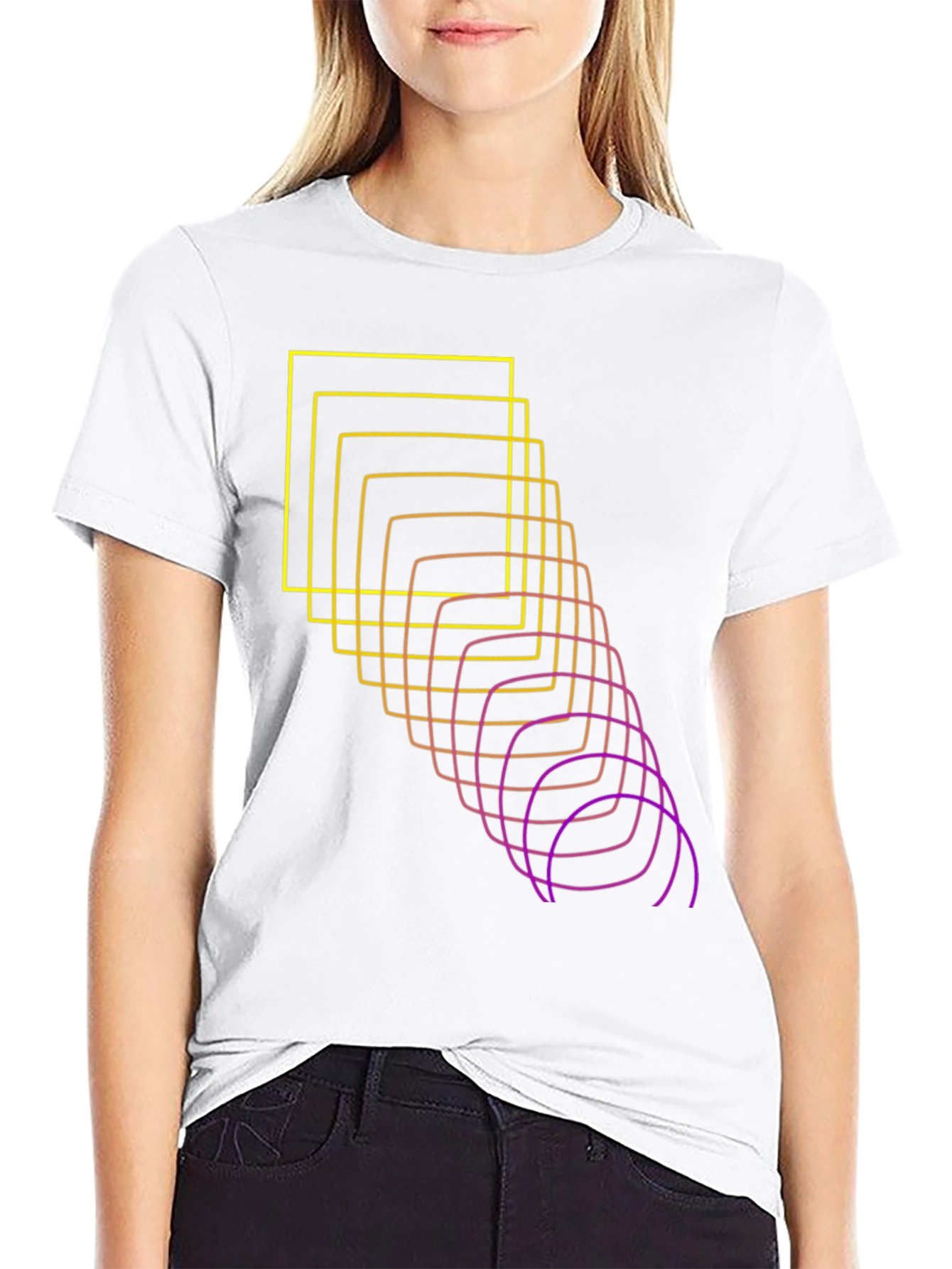 Abstract Squares Graphic Tee - Black