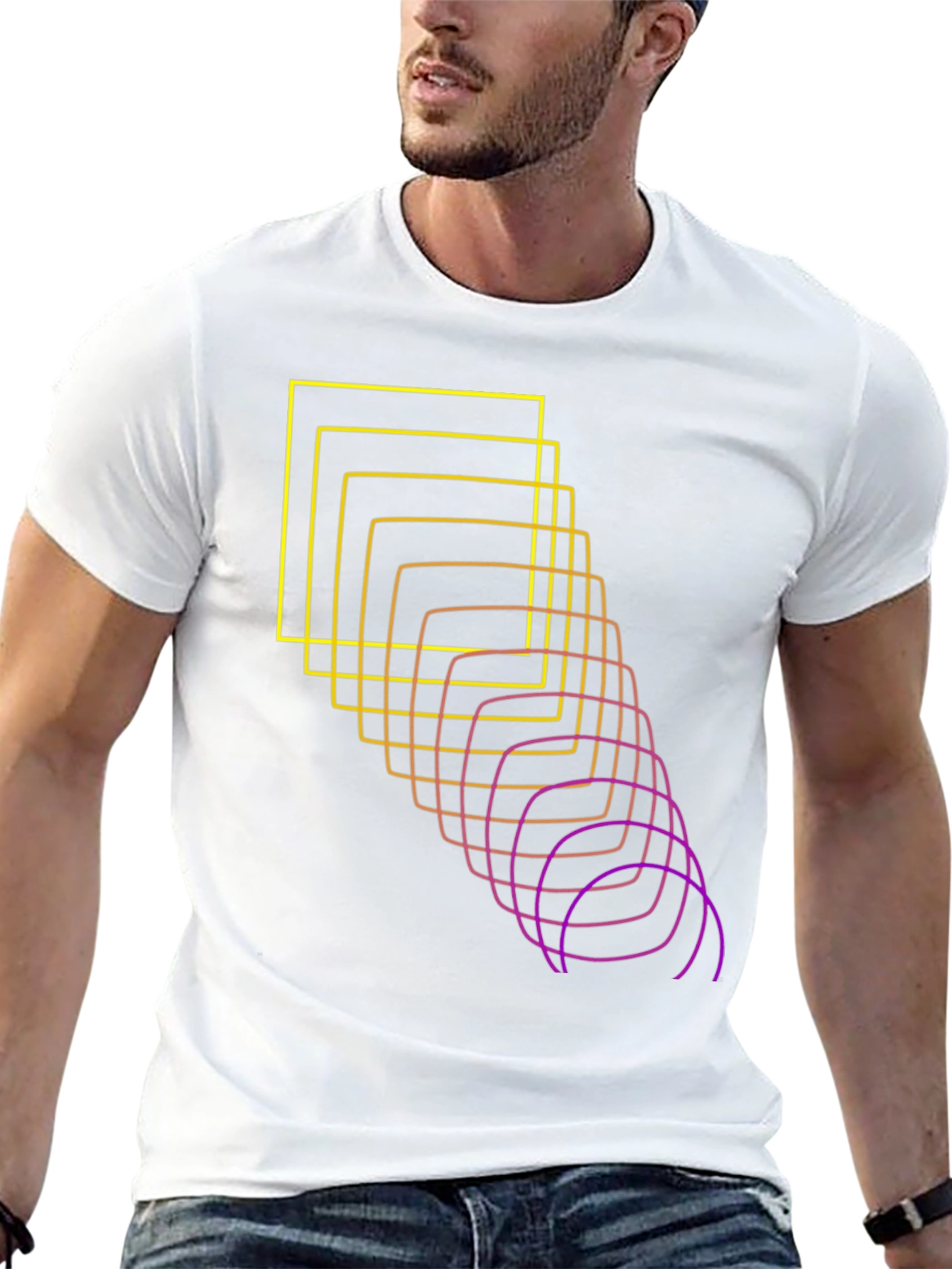 Abstract Squares Graphic Tee - Black