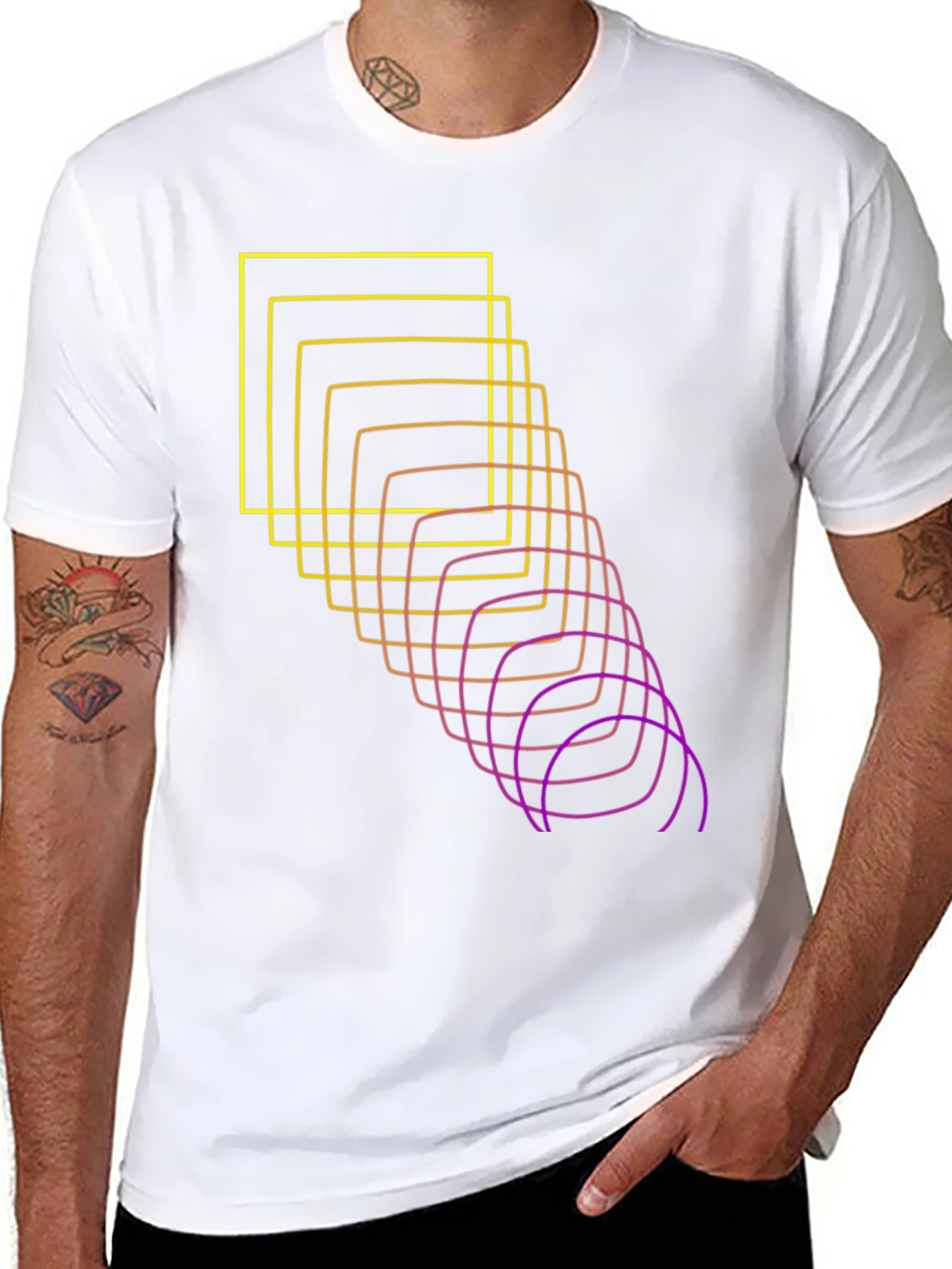 Abstract Squares Graphic Tee - Black