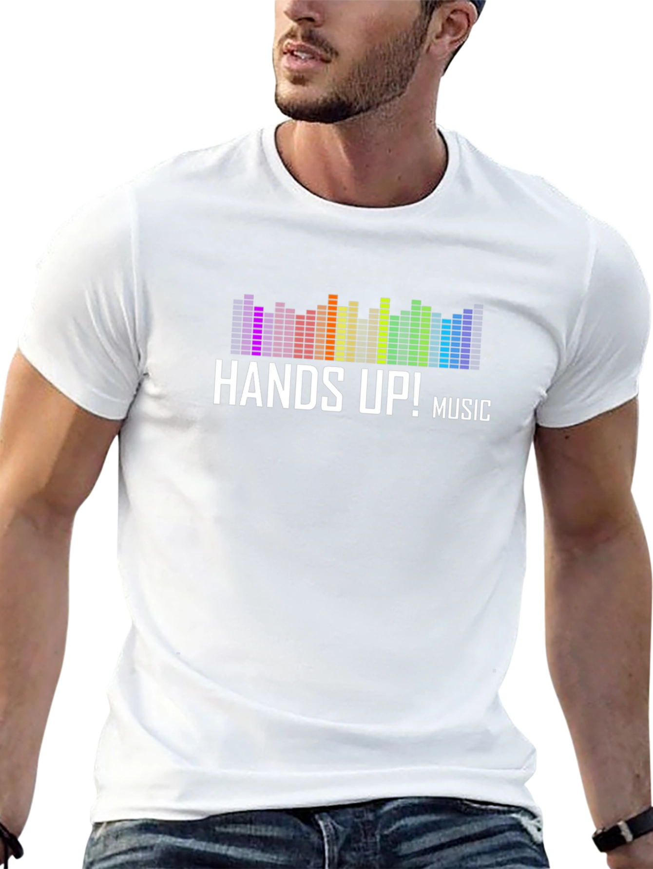 Hands Up! Music Graphic Black T-Shirt