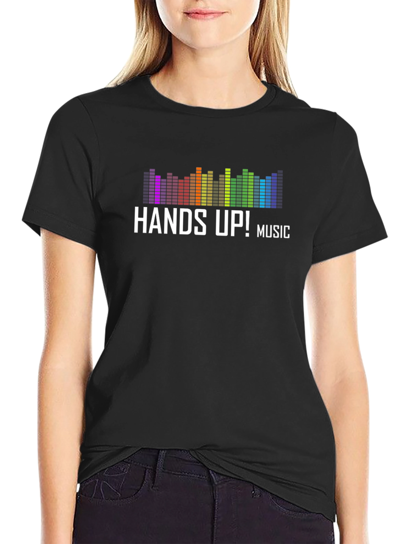 Hands Up! Music Graphic Black T-Shirt