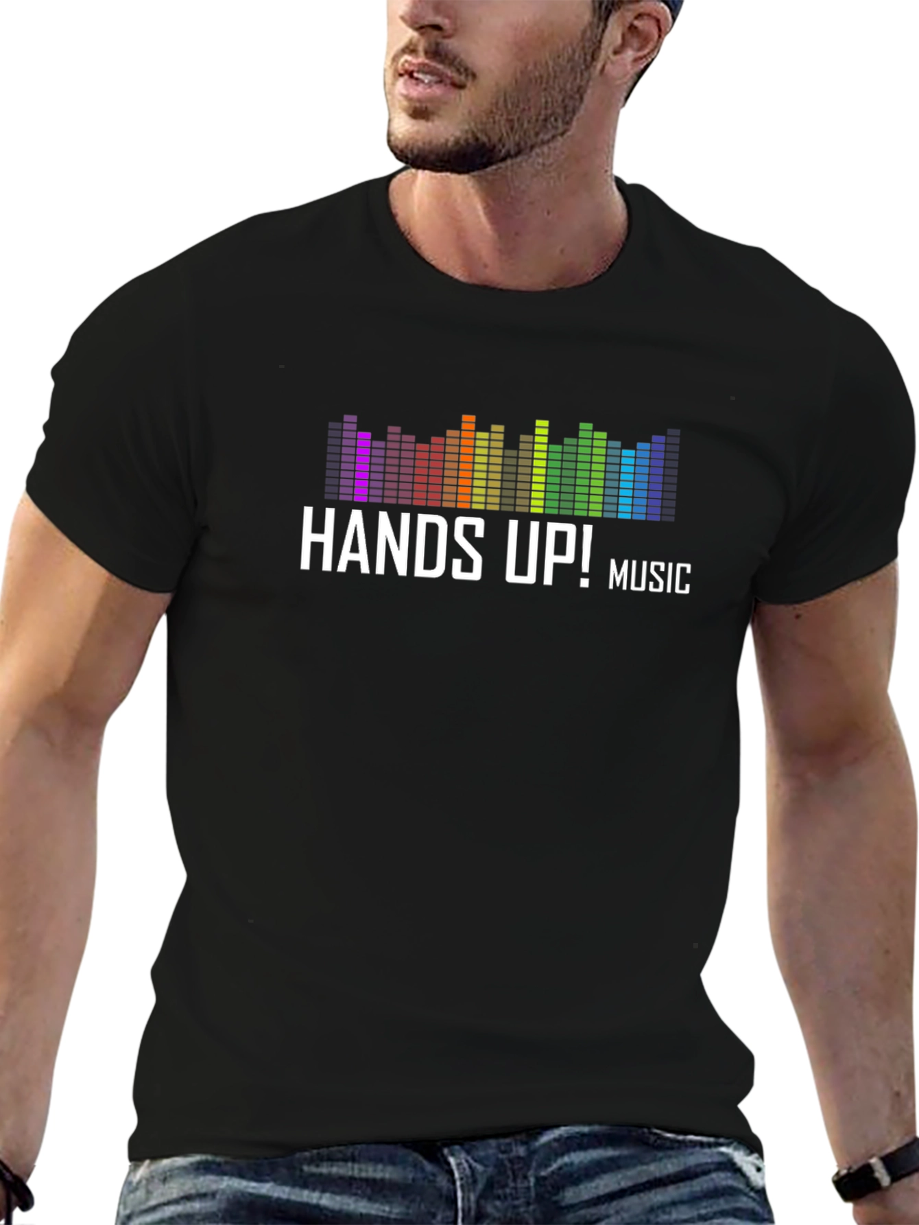 Hands Up! Music Graphic Black T-Shirt
