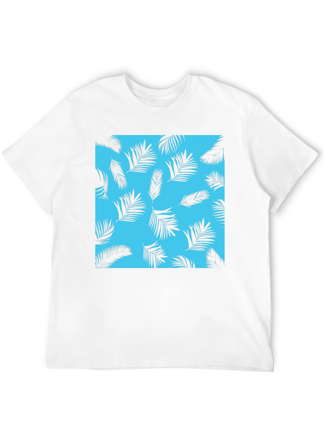 Tropical Palm Leaf Print Crew Neck T-Shirt