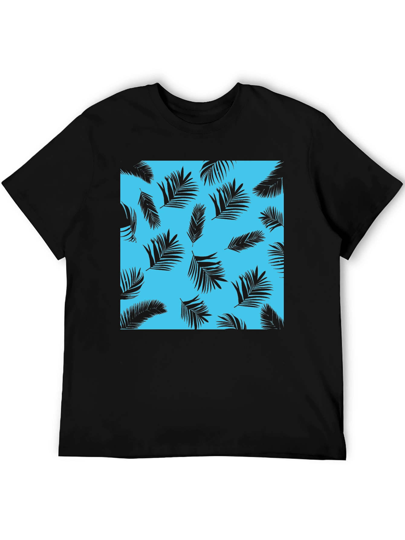 Tropical Palm Leaf Print Crew Neck T-Shirt