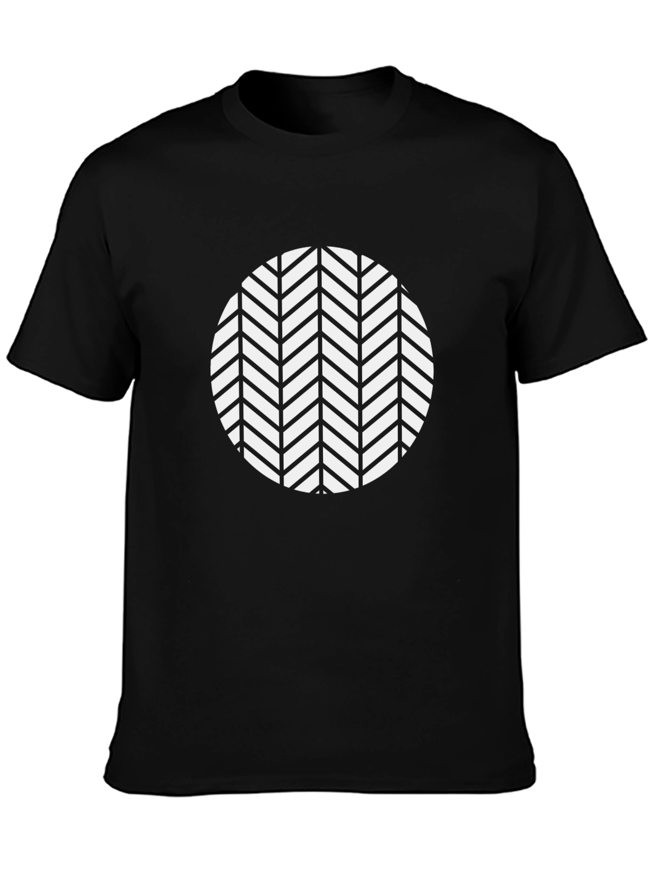 Black Tee with Geometric Chevron Circle