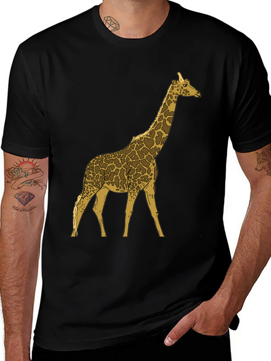 Giraffe Graphic Print Black Crew Neck T-Shirt