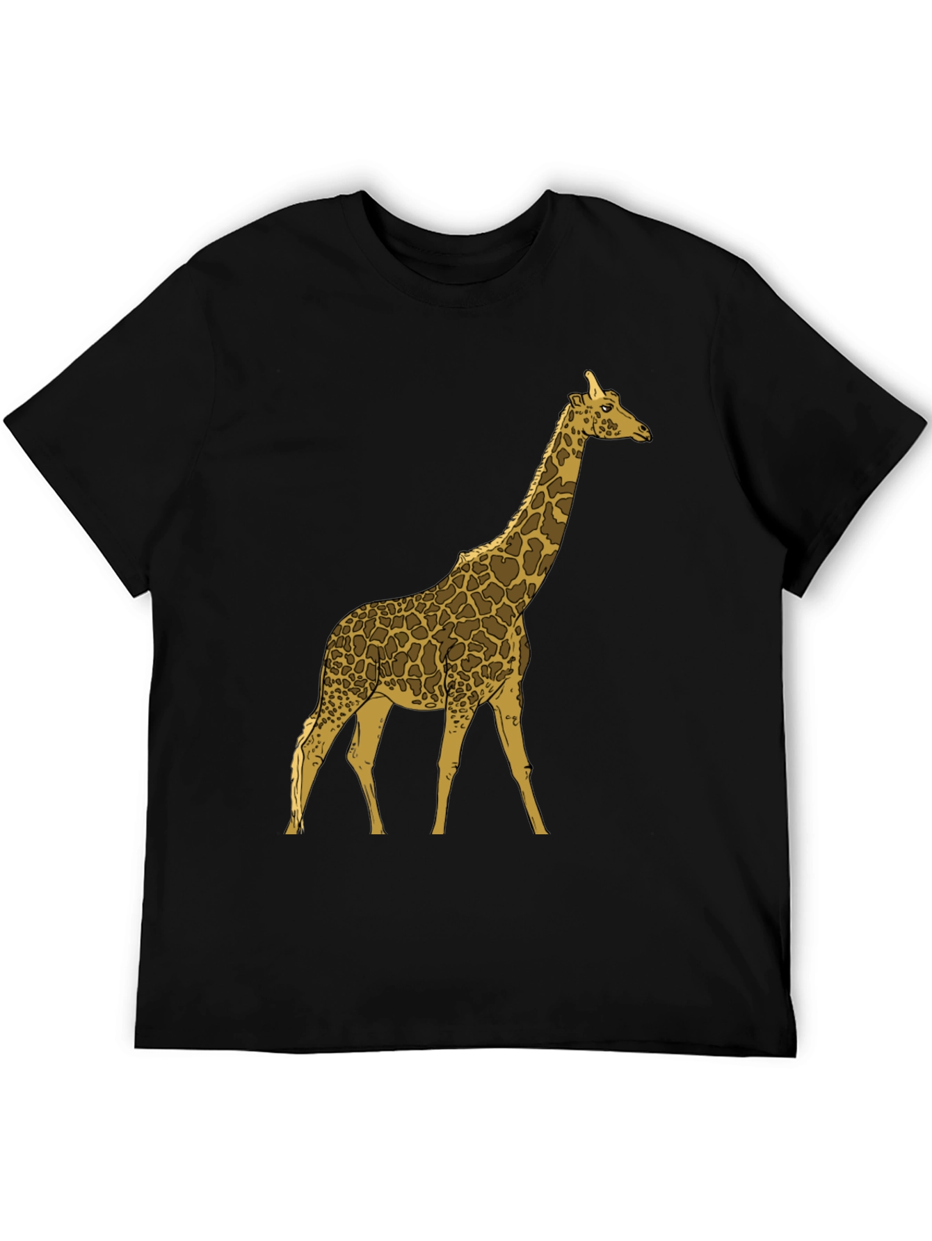 Giraffe Graphic Print Black Crew Neck T-Shirt