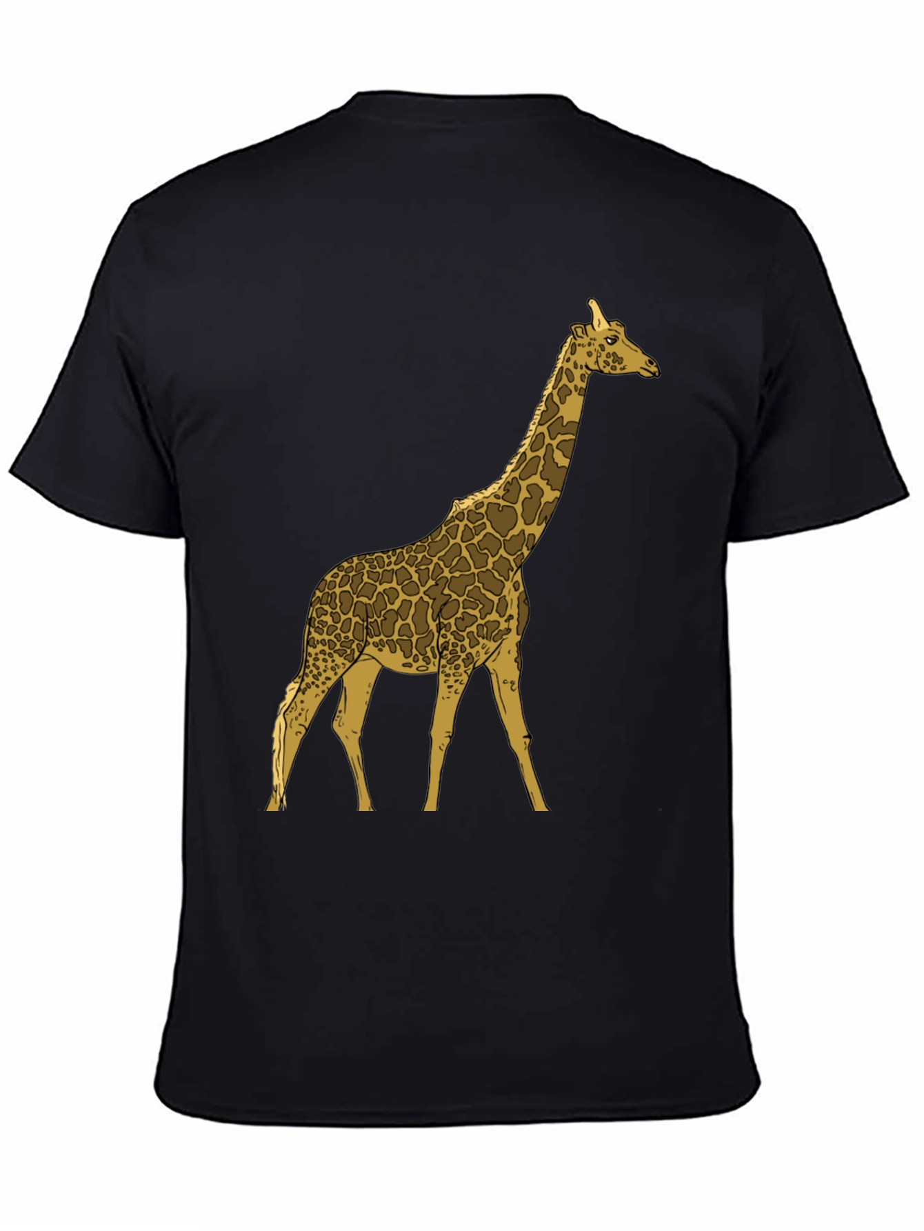 Giraffe Graphic Print Black Crew Neck T-Shirt