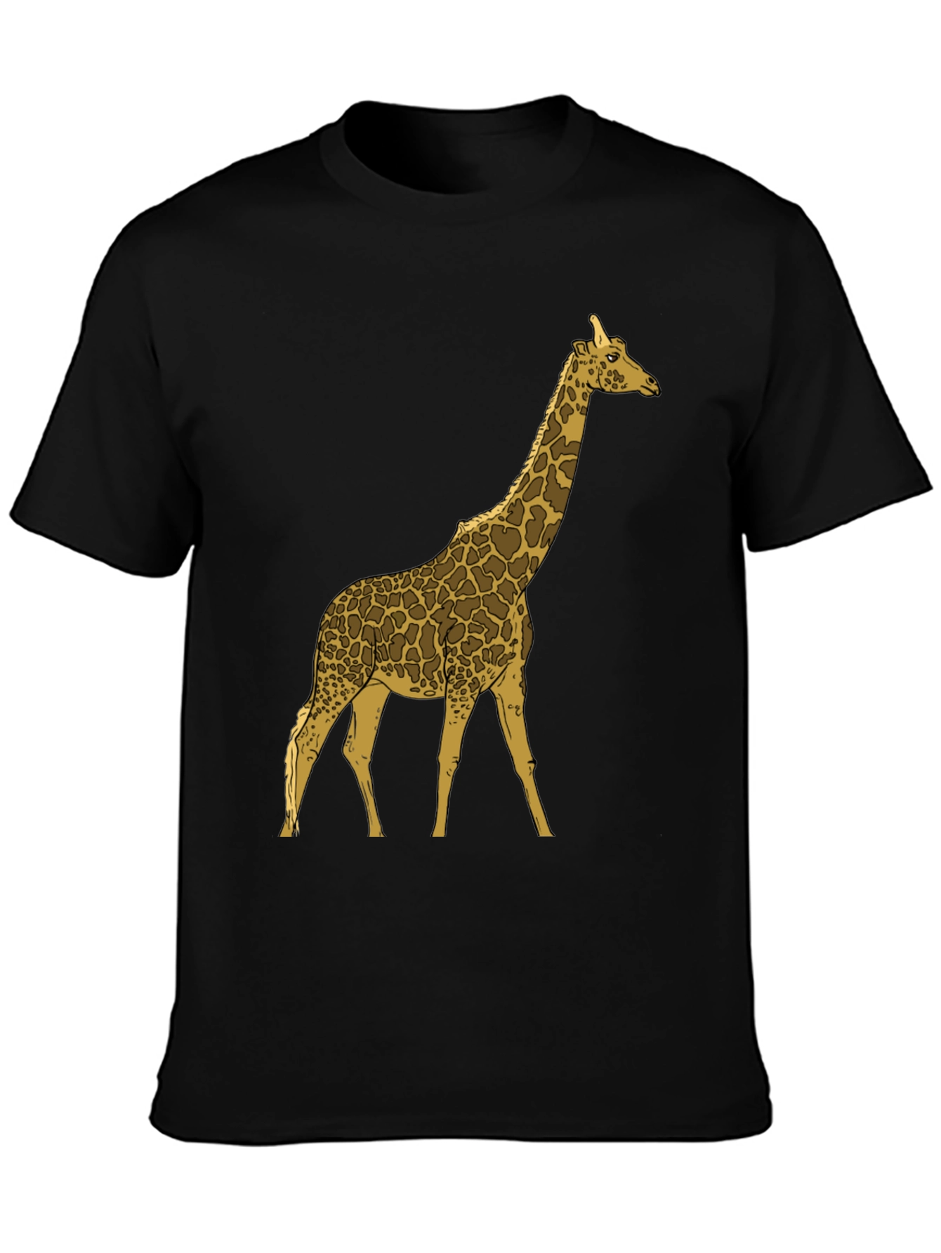 Giraffe Graphic Print Black Crew Neck T-Shirt