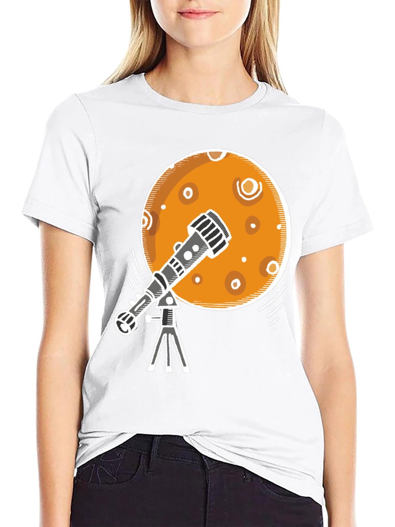 Telescope Moon Graphic Tee - Space Exploration T-Shirt