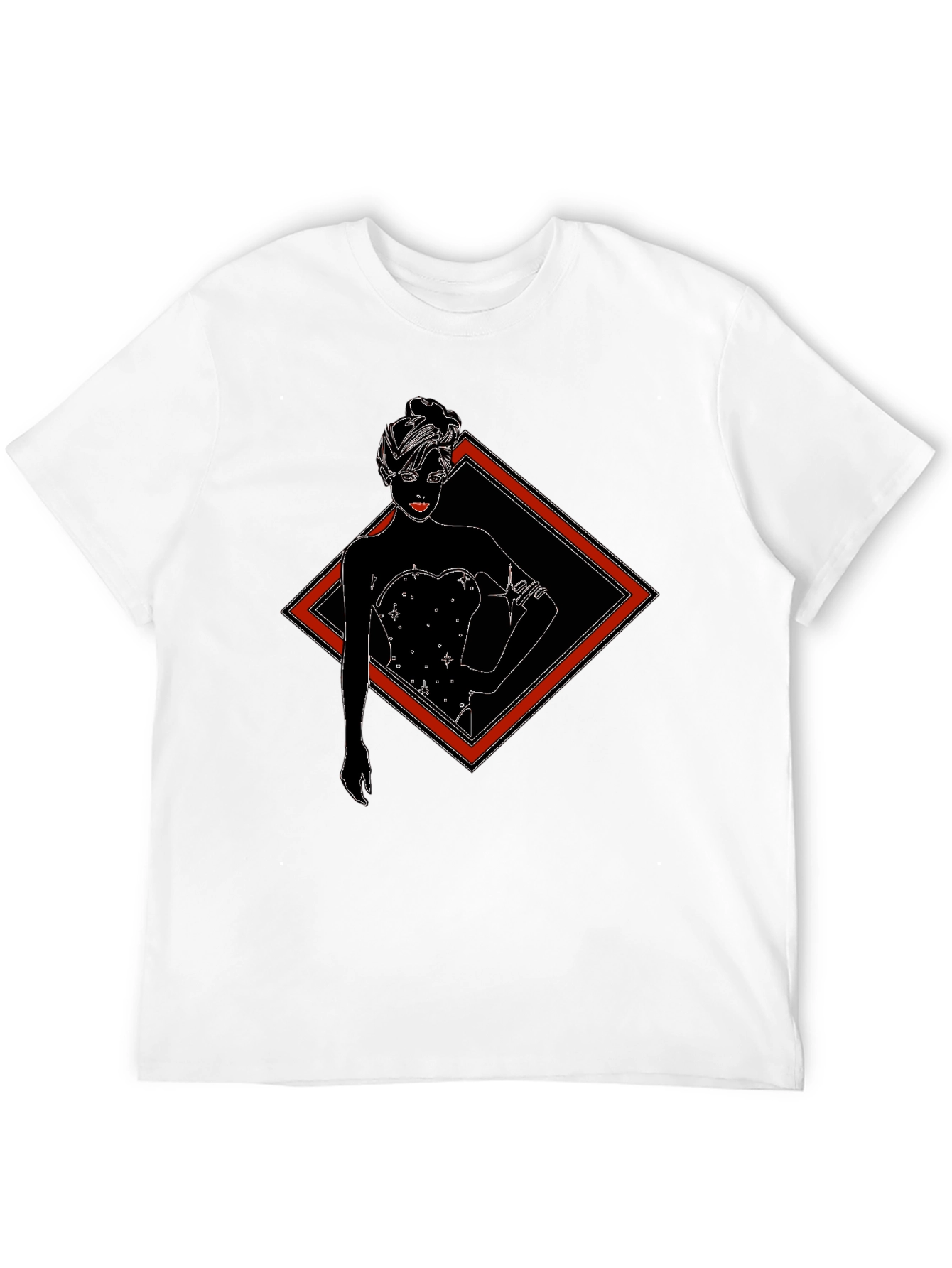 Black T-Shirt with Diamond Lady Graphic Tee