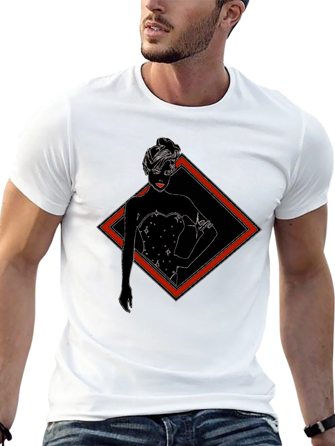 Black T-Shirt with Diamond Lady Graphic Tee