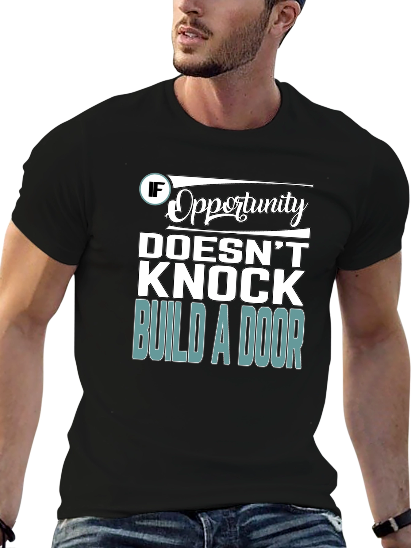 Opportunity Knocks Graphic T-Shirt - Black