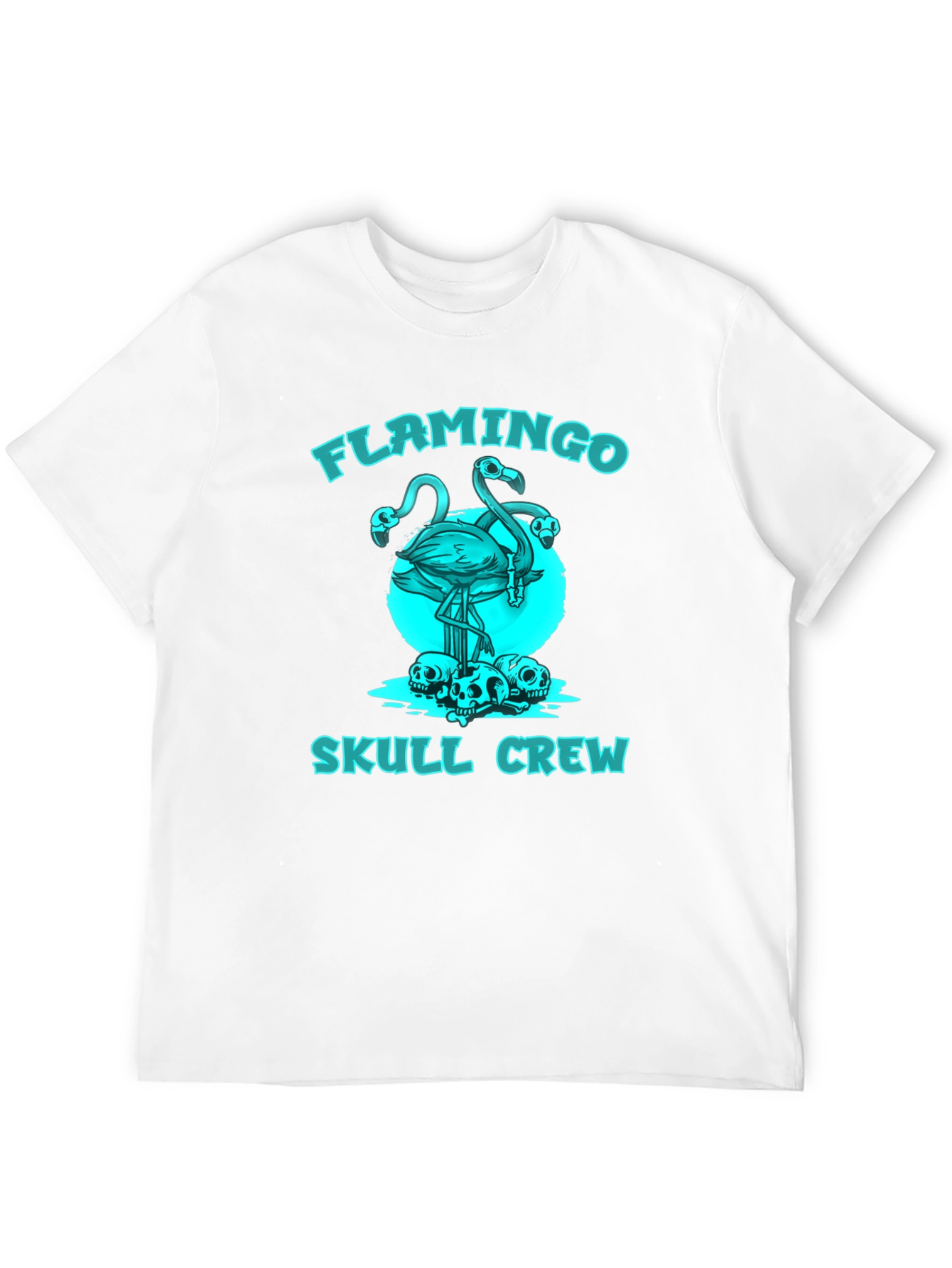Flamingo Skull Crew Graphic T-Shirt - Black
