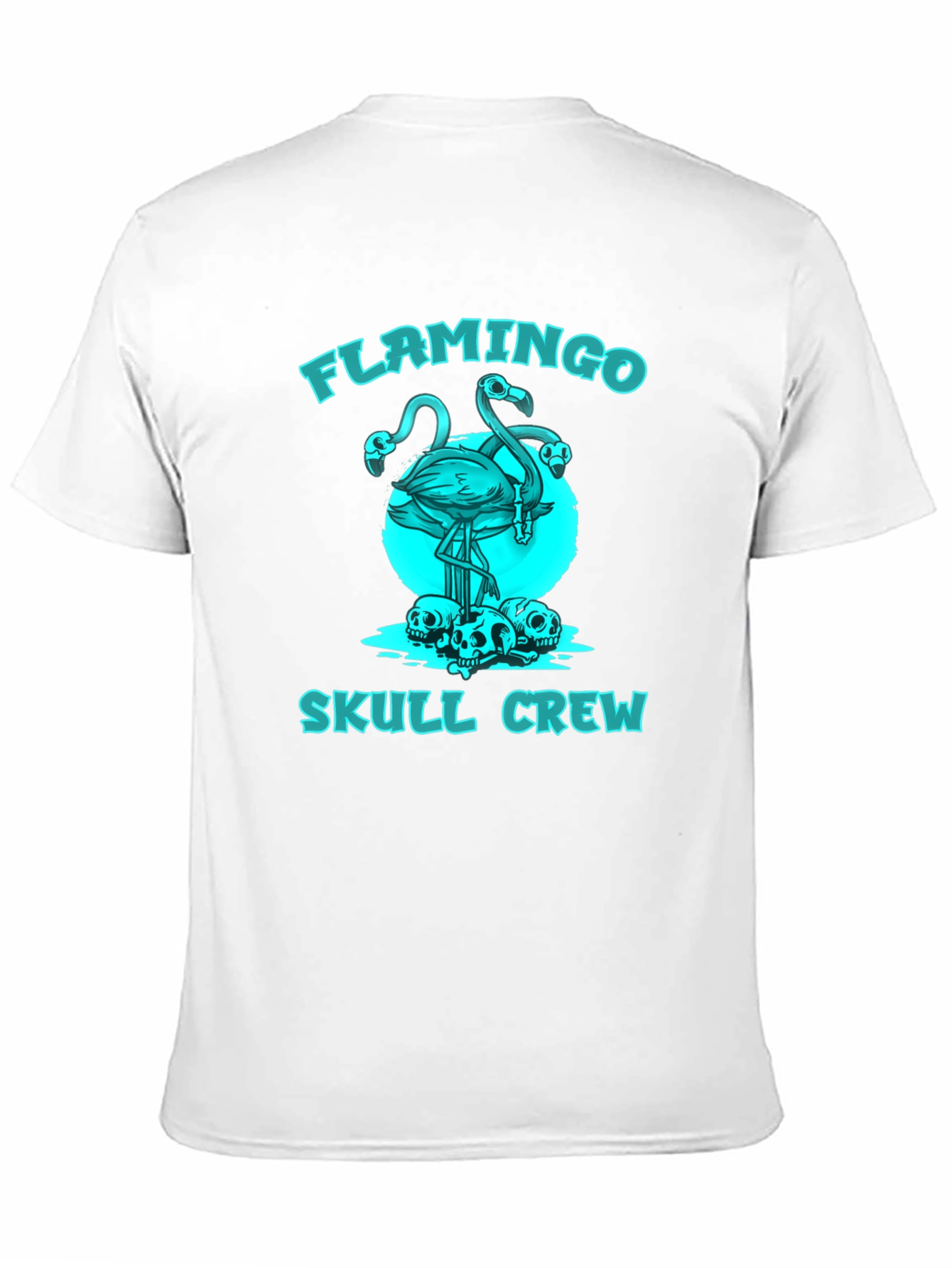 Flamingo Skull Crew Graphic T-Shirt - Black