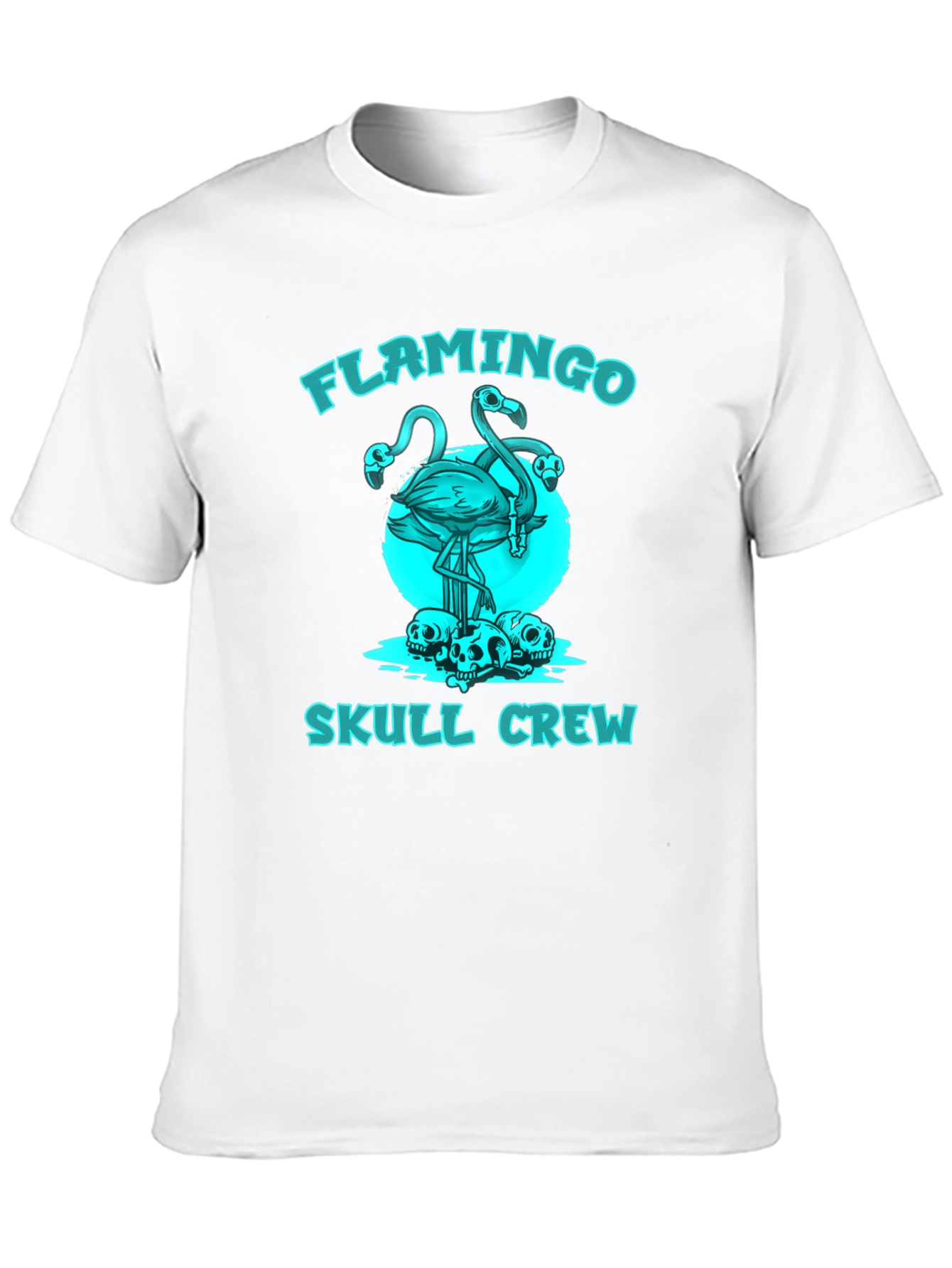 Flamingo Skull Crew Graphic T-Shirt - Black