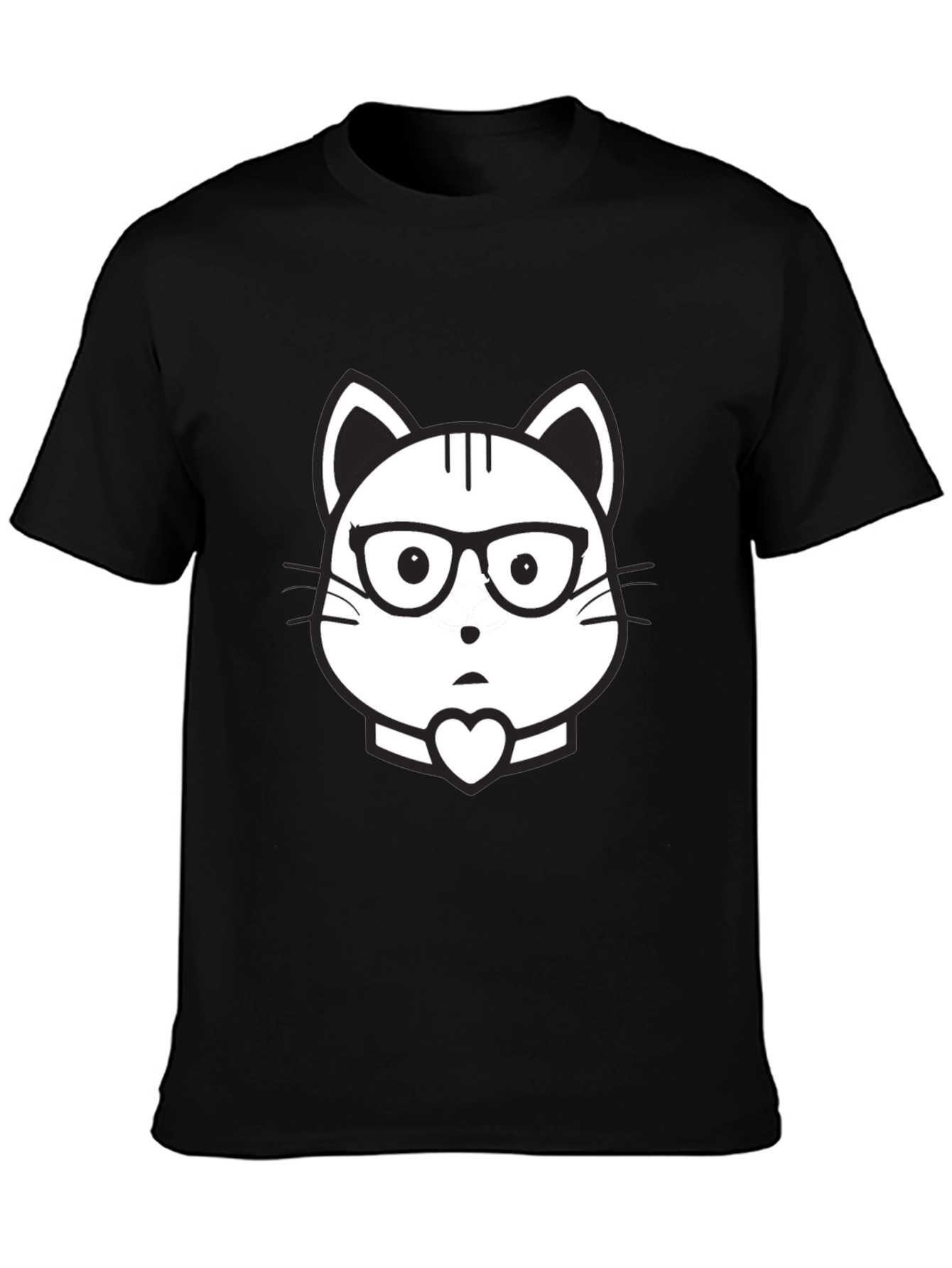 Cat Geek Graphic Tee - Black Cotton T-Shirt