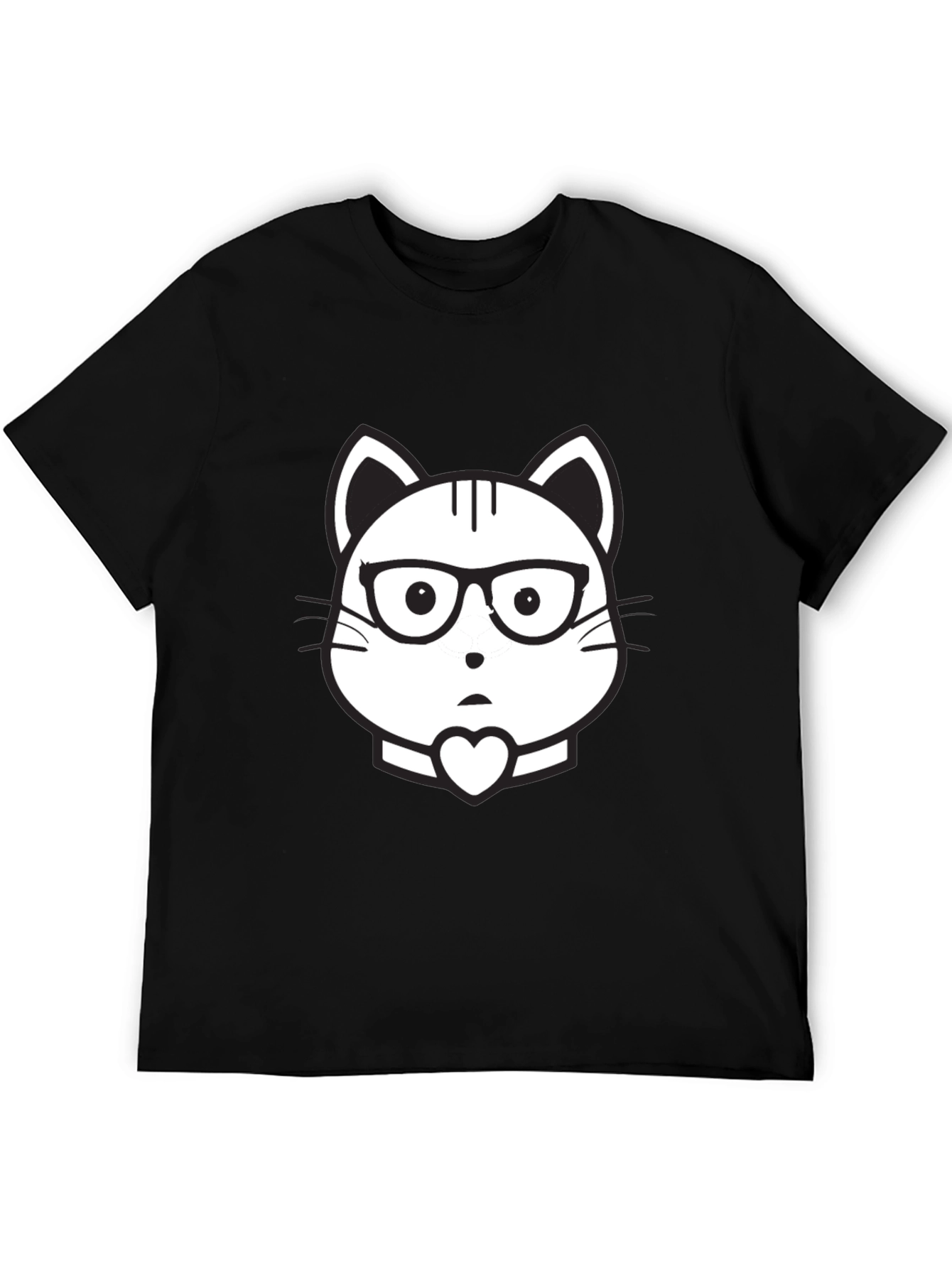 Cat Geek Graphic Tee - Black Cotton T-Shirt